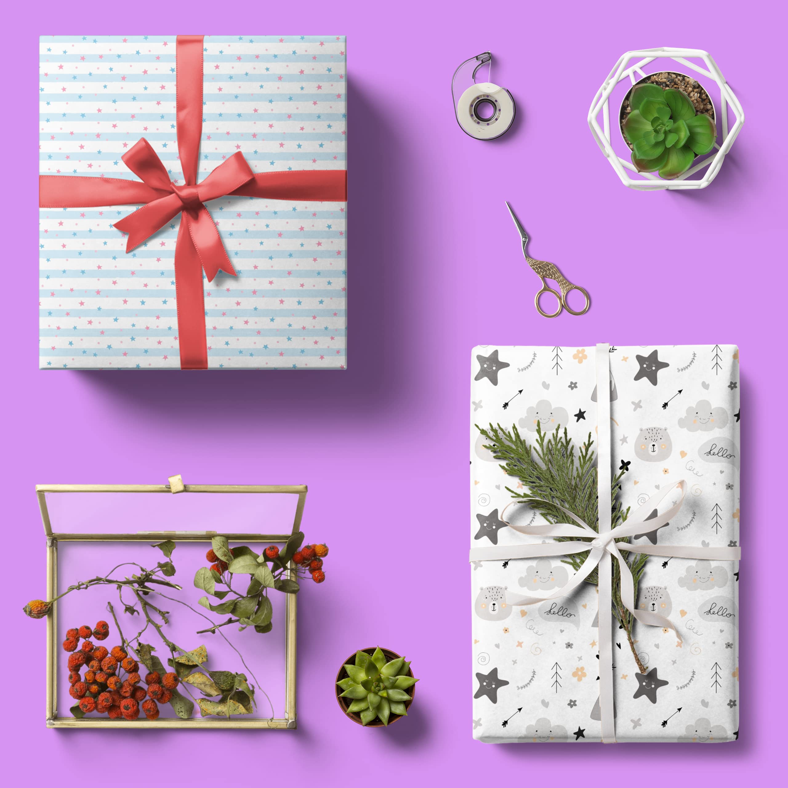 Premium Kids Gift Wrapping Paper Set - 12 Sheets (17x24 Inches, 100 GSM Silk) - 6 Unique Designs (2 Sheets Each) - Perfect for Birthday, Christmas & Party Presents - Inkprint.in Multi-Purpose Wrapping Sheets #6008