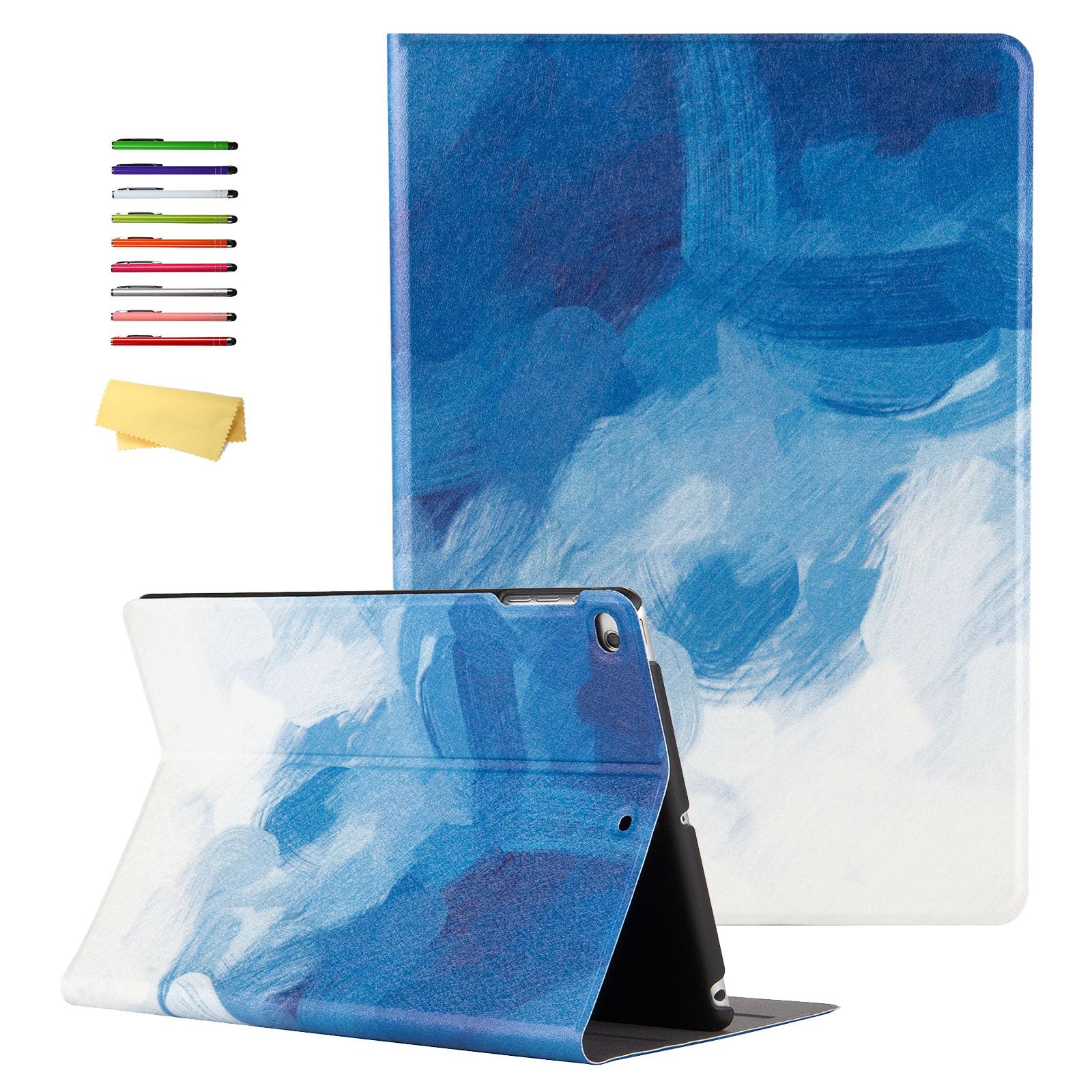 Premium Synthetic Leather Case for Apple iPad 9.7 inch (5th/6th Gen 2017/2018) & iPad Air/Air 2 - Slim Folio Cover with Auto Wake/Sleep, Multi-Angle Stand & Shockproof TPU Shell - Blue Map Design - Perfect for Work, Study & Travel