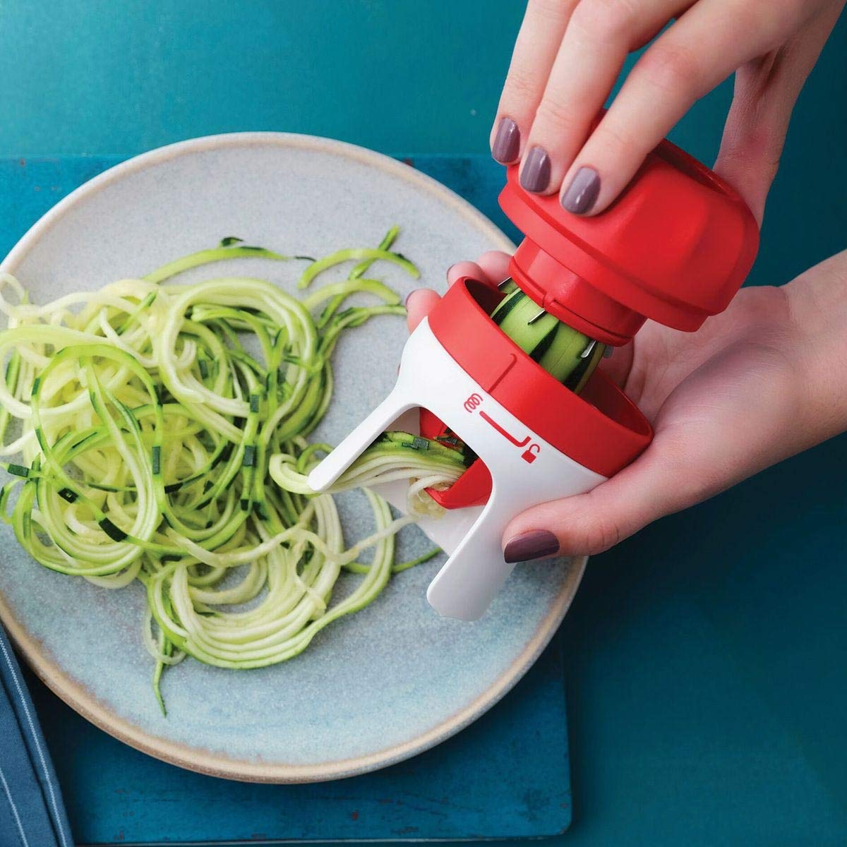 Premium Tupperware Handy Spiralizer - Vegetable & Zucchini Spaghetti Maker for Healthy Noodles - Perfect for Keto, Paleo, Vegan Diets & Meal Prep