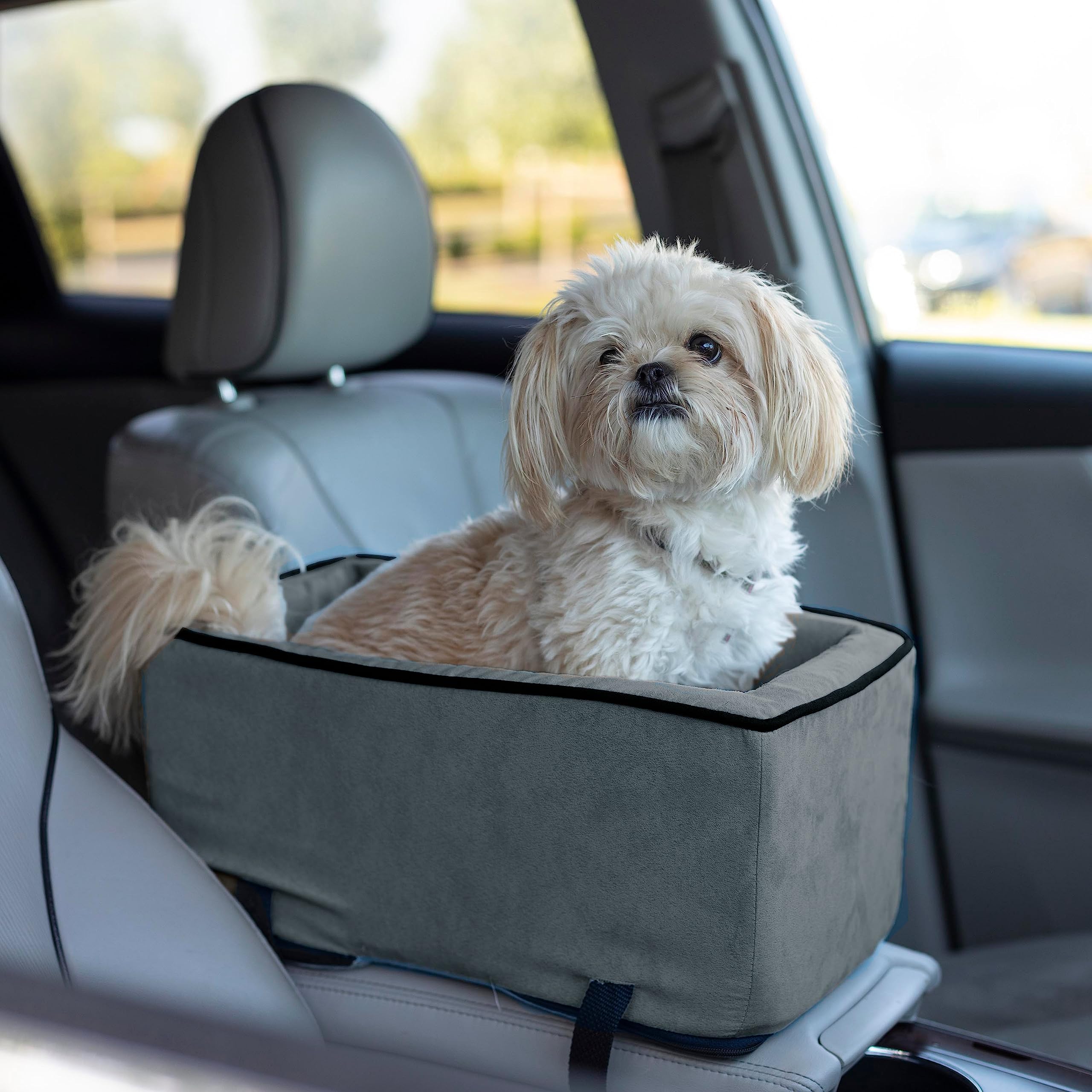 Premium Snoozer Luxury Pet Car Seat for Small Dogs - Soft & Comfortable Anthracite/Black Console Car Seat - Perfect for Travel, Road Trips & Daily Commutes