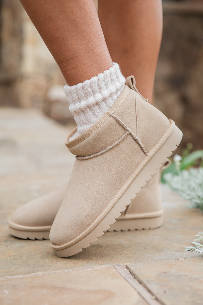 Georgia Light Beige Mini Boots - Women's Ankle Booties for Fall & Winter | Comfortable Casual & Dressy Footwear for Work, Date Night & Everyday Wear
