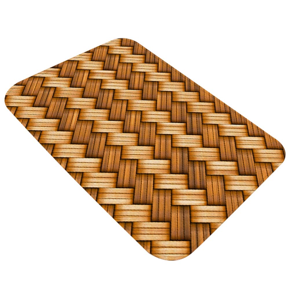 Acouto Bamboo Weaving Pattern Non-Slip Absorbent Door Mat - 40x60cm Waterproof Floor Mat for Home, Bathroom & Entryway - Perfect for Indoor/Outdoor Use, Kitchen, Laundry Room & Front Door Decor