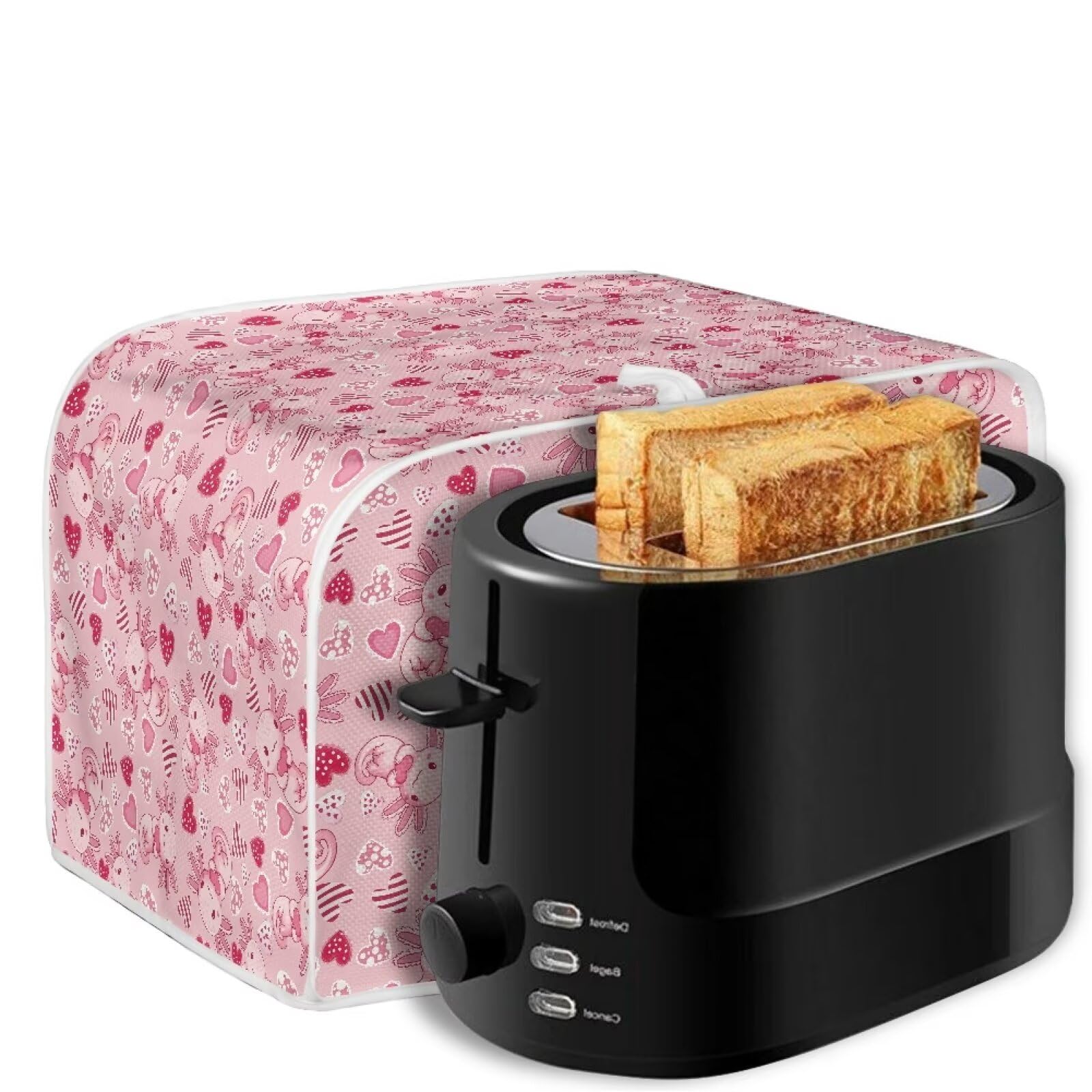 Xoenoiee Axolotl Hearts Pink Valentine Toaster Cover - Dust Proof 2 Slice Toaster Oven Cover for Kitchen Small Appliances | Cute Valentine's Day Kitchen Accessories for Home & Gift Giving