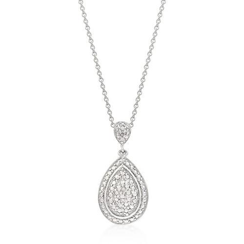 Elegant Teardrop Crest Pendant Necklace - Sterling Silver Jewelry for Women | Perfect for Weddings, Parties & Special Occasions