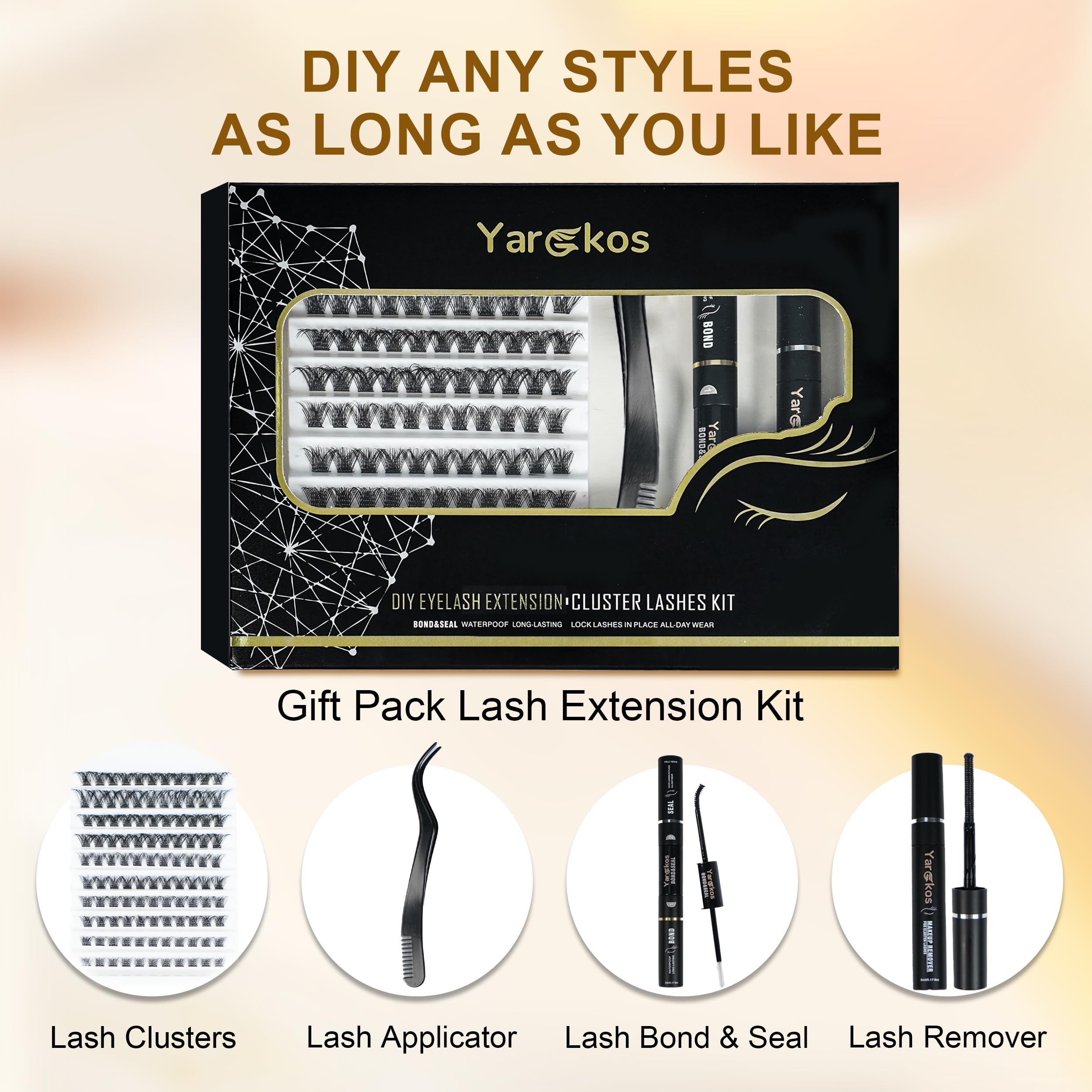 110Pcs D Mix Curl 8-16mm Individual Lash Extensions Kit with Bond Glue, Sealant & Makeup Remover - Professional DIY False Eyelash Clusters Set for Beginners, Includes Tweezers for Natural Look - Perfect for Home Use, Parties & Special Occasions