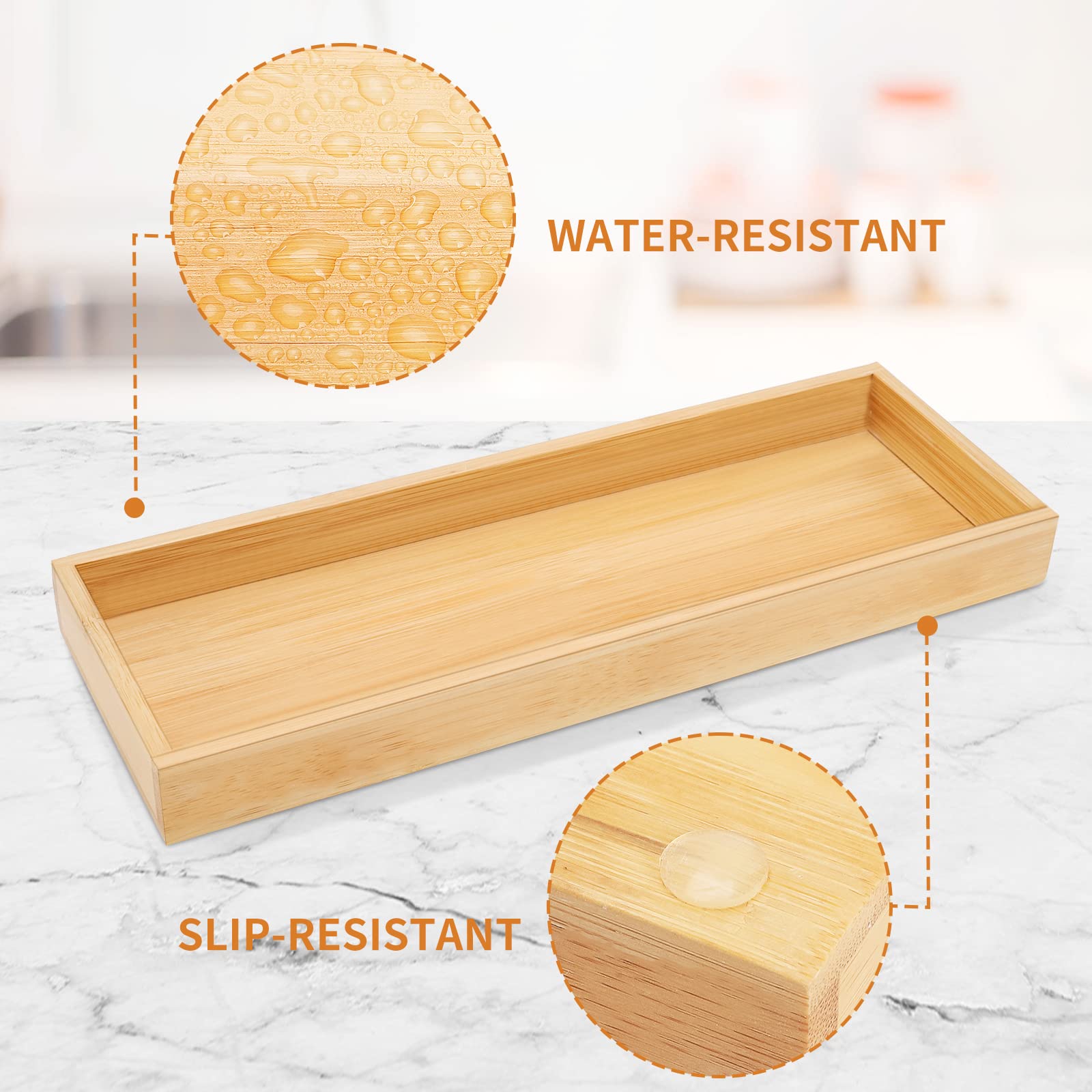 Non-Slip Vanity Tray & Butt Box - Rustic Bathroom Organizer for Toilet Tank & Countertop - Decorative Storage Tray for Makeup, Jewelry, Keys (Yellow, 4.6