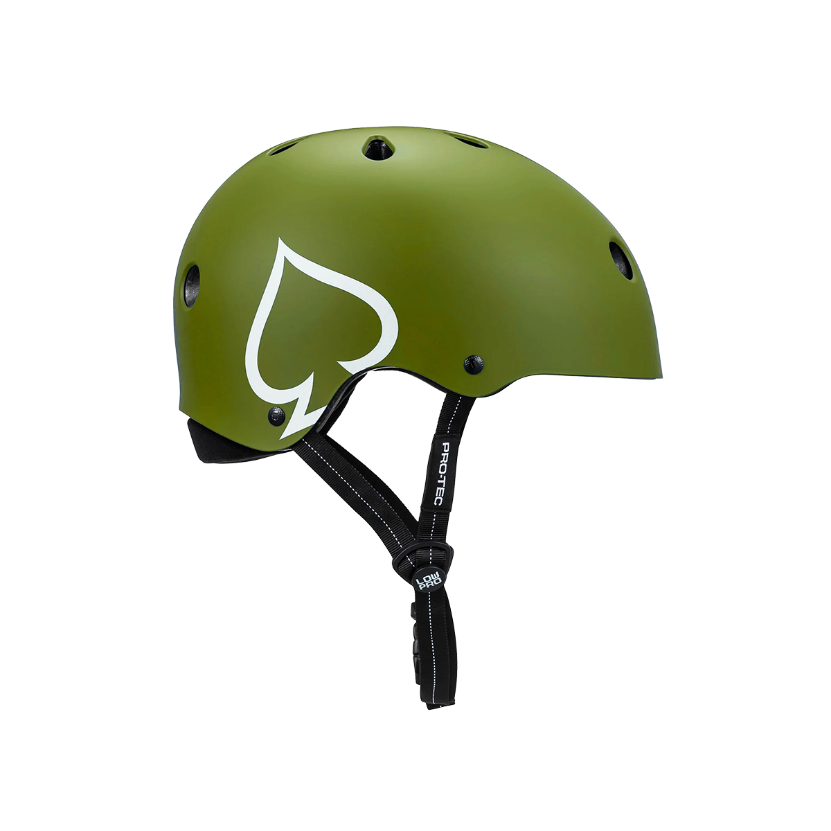 Pro Tec LOW PRO Certified Skateboard Helmet - Matte Army Green - Lightweight & Durable for Skateboarding, Scooter & BMX Riding