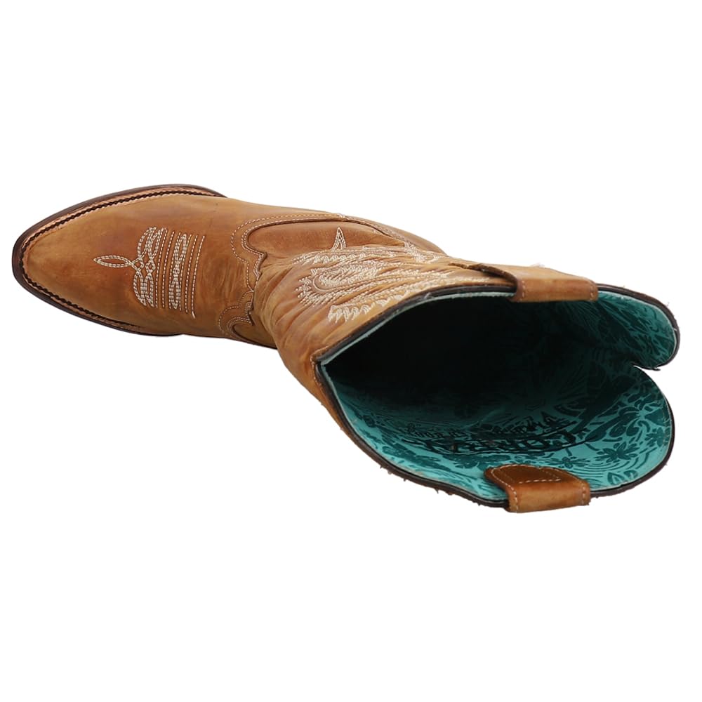 Women's Corral Boots with Golden Embroidery - Stylish Western Cowgirl Boots for Rodeo, Country Dancing & Fashion Outfits