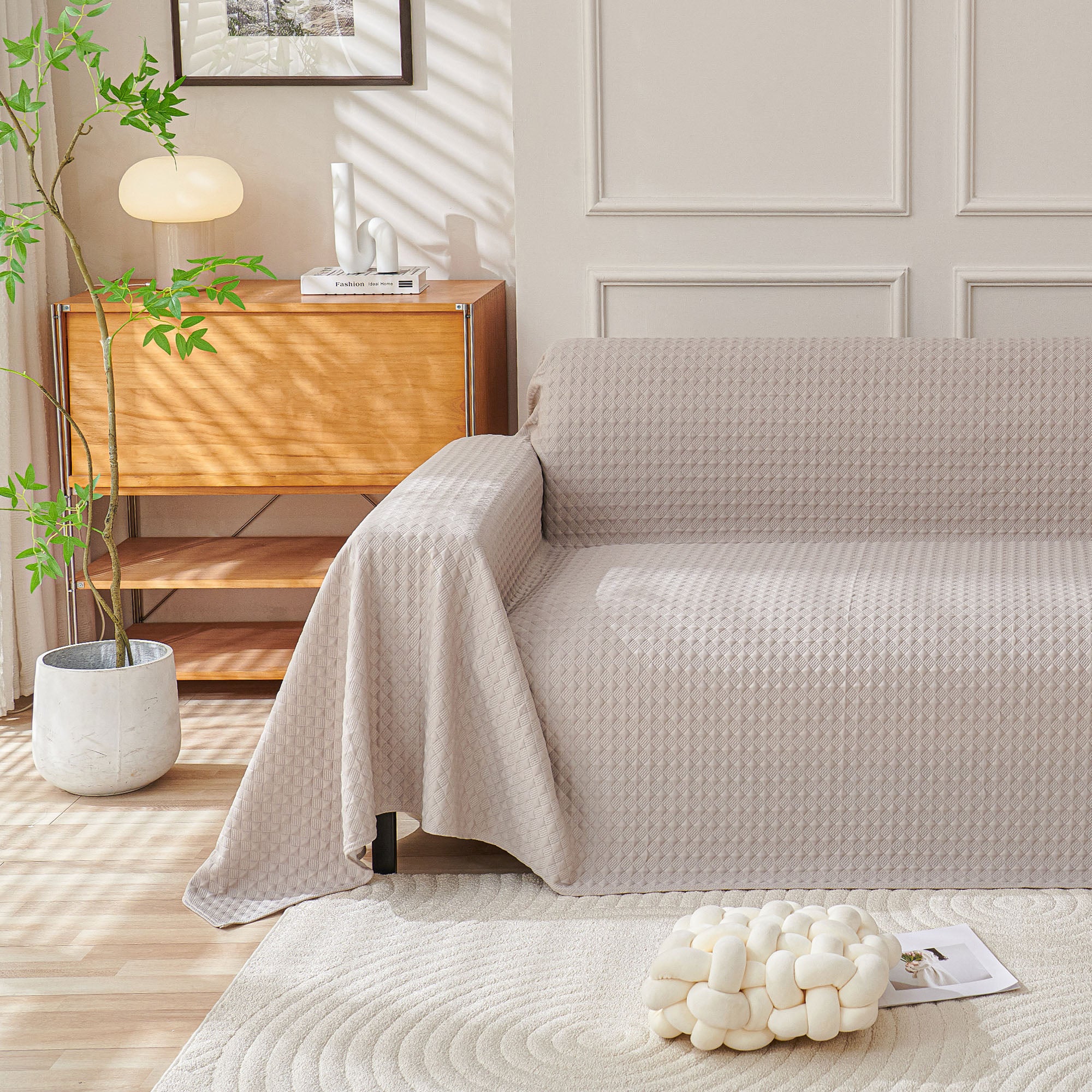 Modern Cooling Woven Textured Sofa Cover - Soft, Durable & Pet-Friendly Couch Protector | Minimalist Design, Easy to Install | Perfect for Living Room, Bedroom & Home Decor