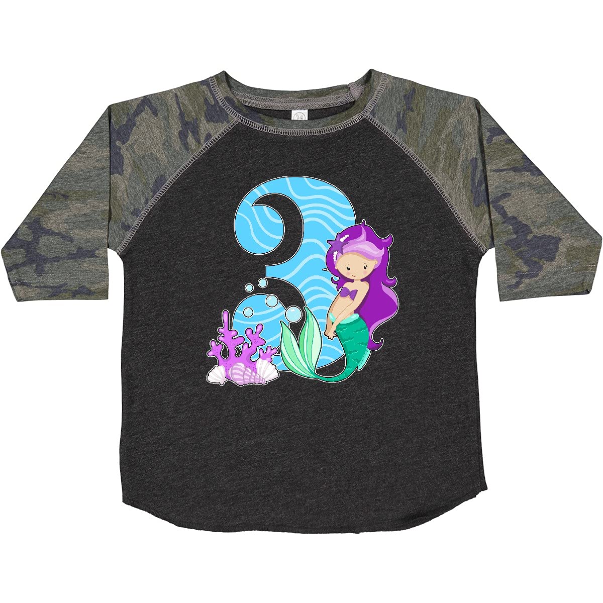 Inktastic Third Birthday Mermaid Toddler T-Shirt - Cute Mermaid Design for 3 Year Old Girls - Perfect for Birthday Parties, Beach Outfits & Casual Wear