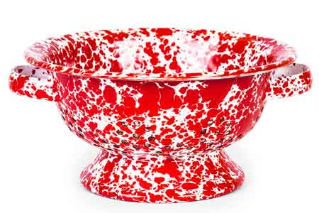 Stainless Steel Berry Colander - 8 Inch Red Marble Design for Washing Fruits, Vegetables & Berries - Perfect for Kitchen, Baking & Healthy Snack Prep