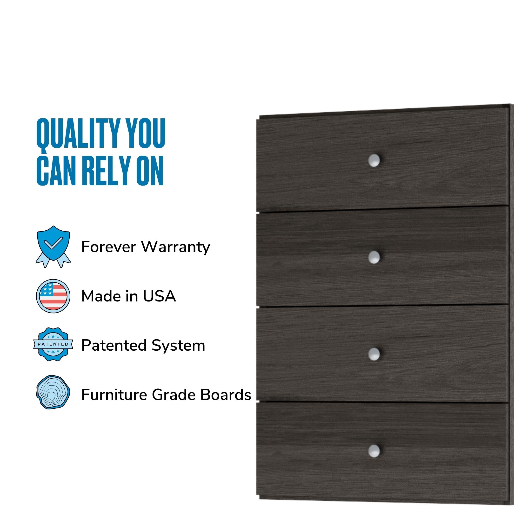 Vista 4 Drawer Short Tower - Compact Storage Cabinet for Office, Bedroom & Closet Organization - Space-Saving Vertical File Cabinet for Documents, Files & Supplies