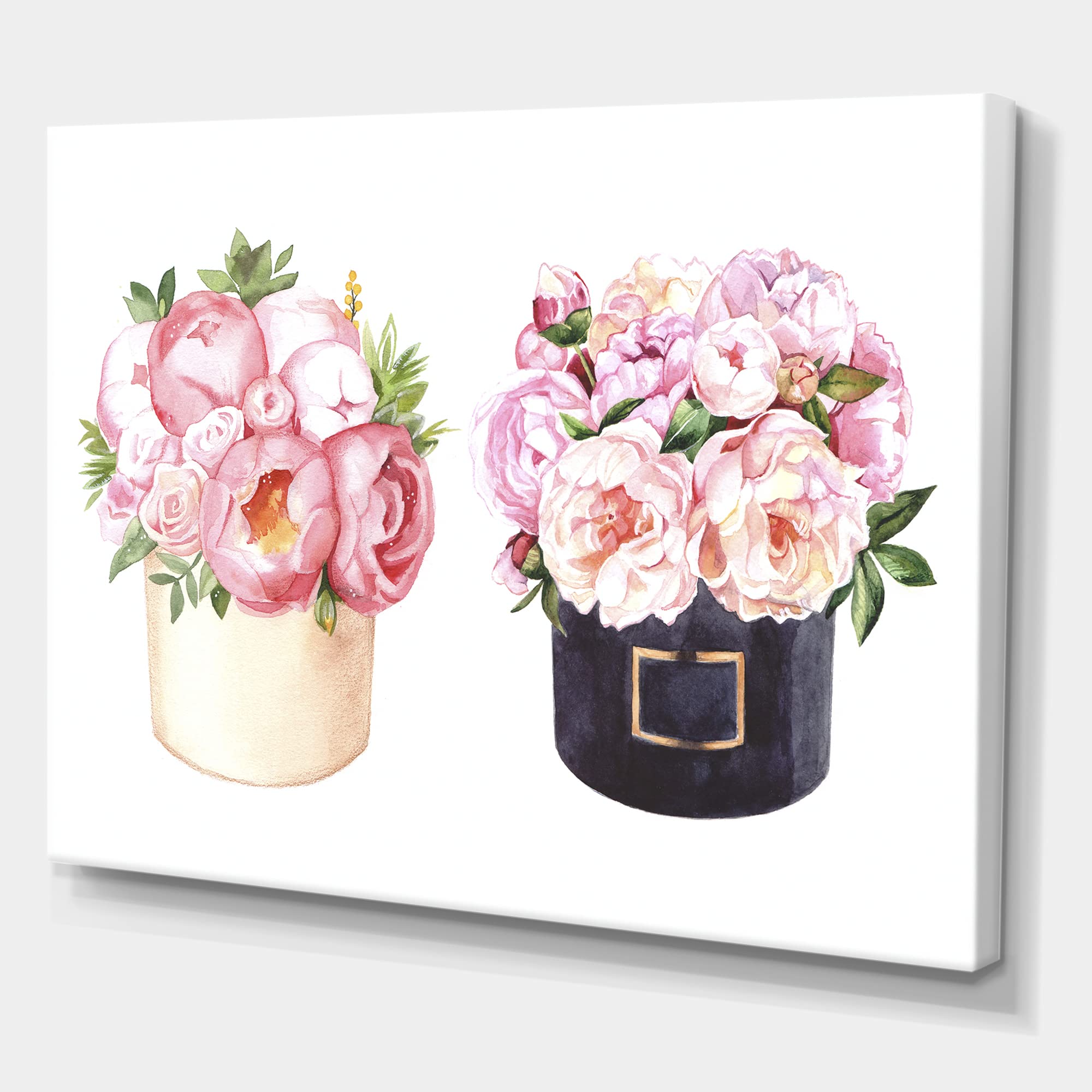 DesignQ Floral Canvas Wall Art - Peonies and Roses Farmhouse Decor for Living Room, Bedroom & Office | Handmade Flower Box Painting
