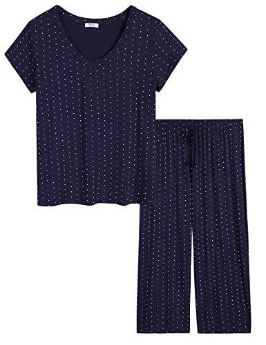 Navy Polka Dot (Capri Pants)