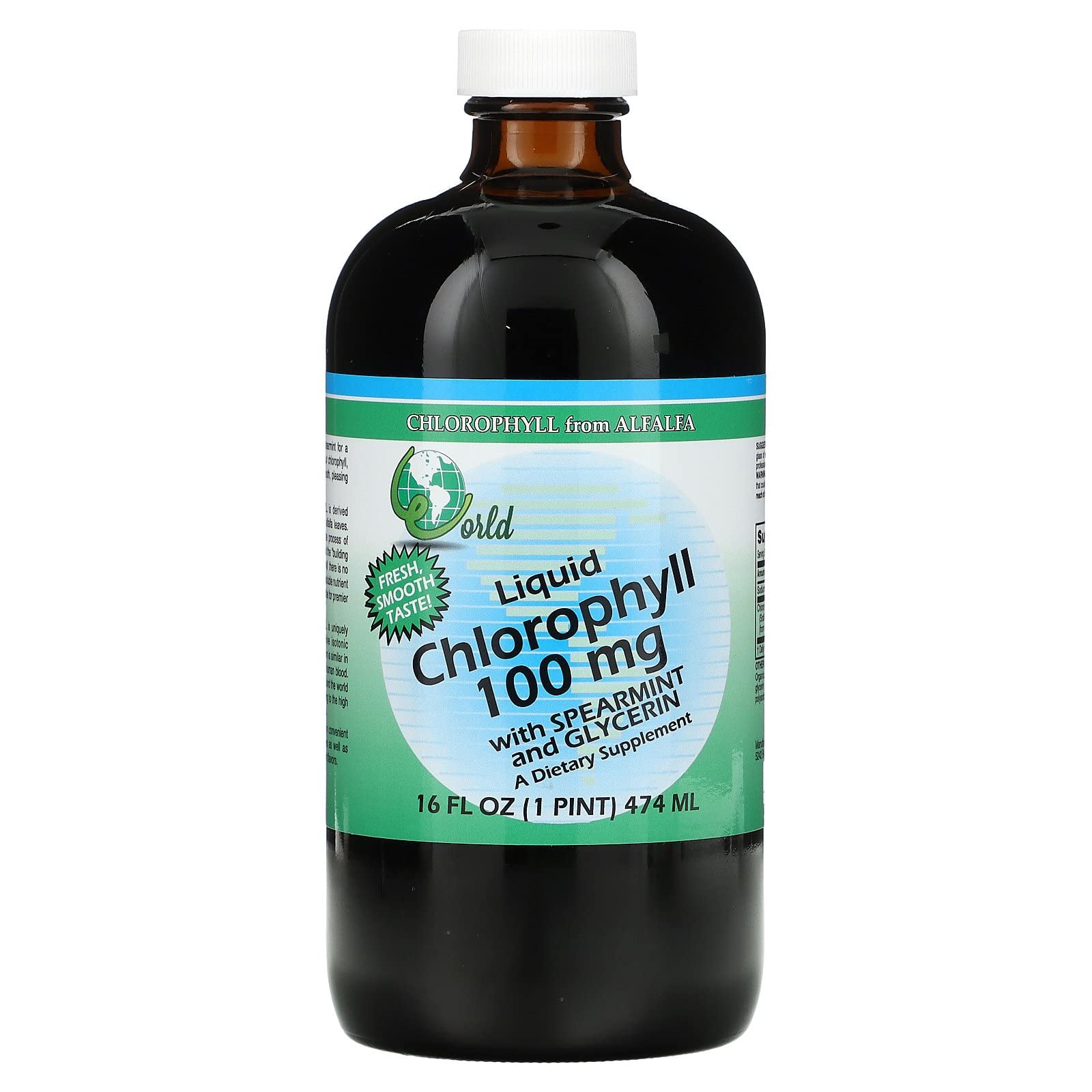 World Organics Liquid Chlorophyll with Spearmint - 16 Fl Oz (Pack of 3) | Natural Detox & Energy Boost | Perfect for Daily Wellness, Juicing & Healthy Lifestyle