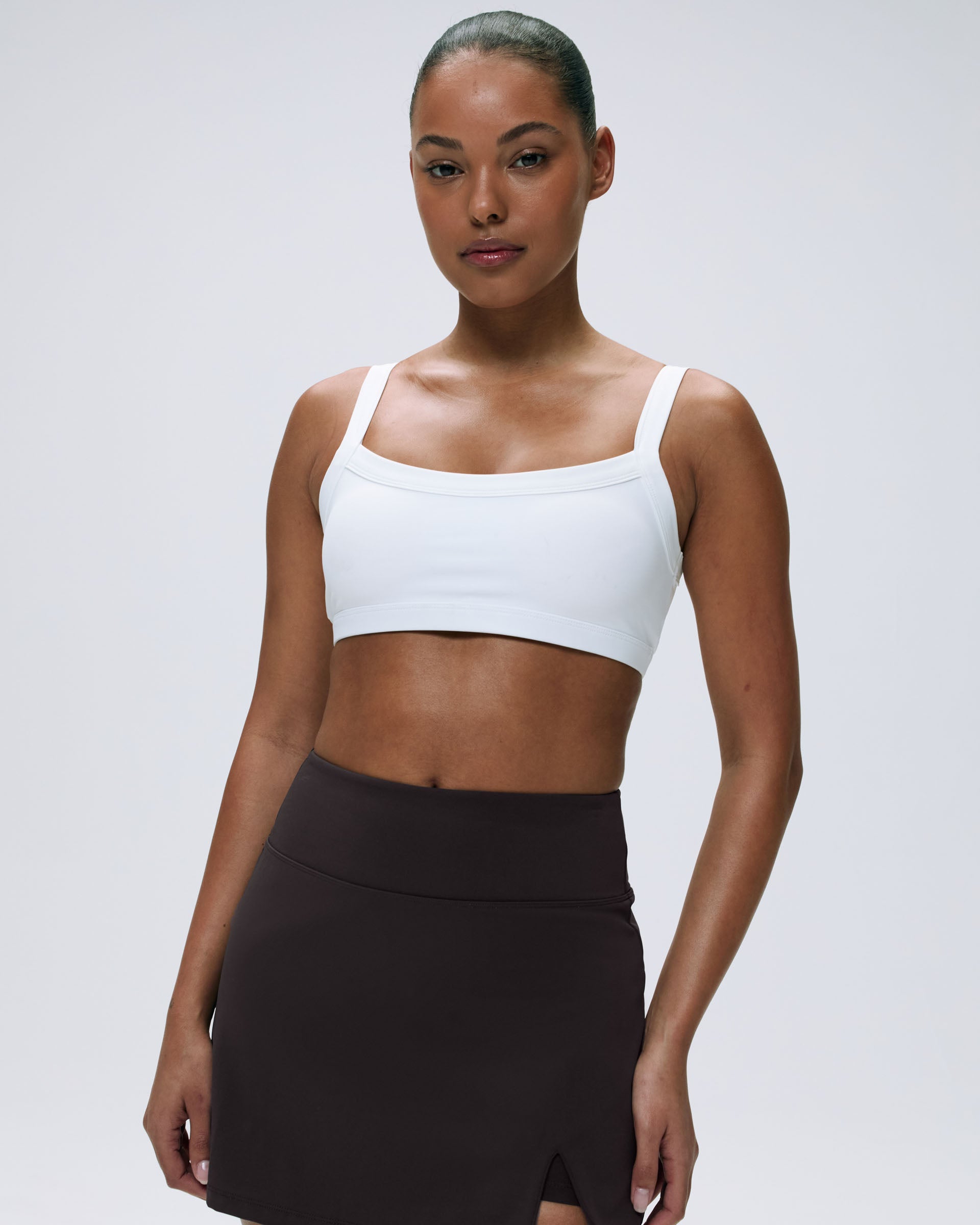 Ultimate Wide Binding Bra - Comfortable & Supportive White Sports Bra for Yoga, Running & Workouts