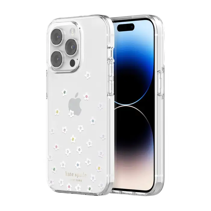 Kate Spade New York iPhone 14 Pro Case - Floral Transparent Hard Cover - Perfect for Work, Travel & Everyday Protection