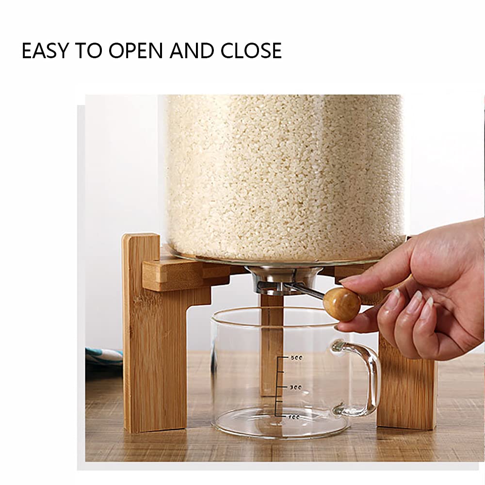 LoyalHeartdy 7.5L Glass Flour and Cereal Storage Container with Airtight Lid & Wooden Stand - Kitchen Pantry Organization for Rice, Pasta, Sugar, Coffee | Perfect for Baking, Cooking & Food Preservation
