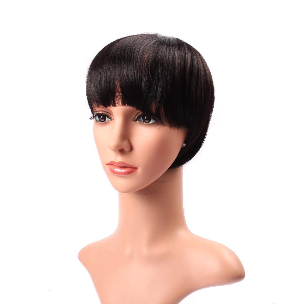 Women's Clip-In Straight Fake Bangs - High-Temperature Resistant Synthetic Hair Toupee Fringe (8 Inches, Color #4) | Perfect for Cosplay, Daily Styling & Hair Volume Enhancement