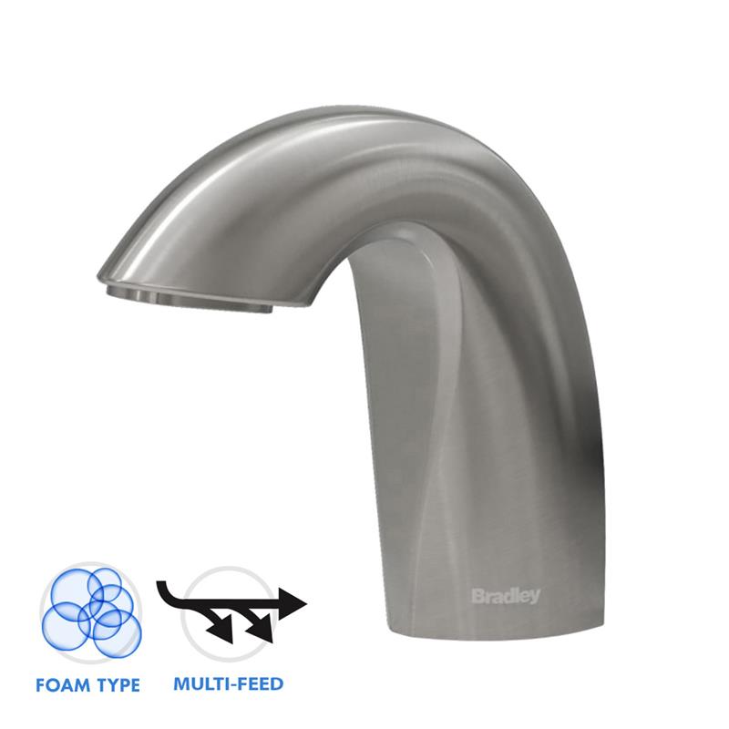 Bradley 3100 RLM Crest Series Multi-Feed Tank Deck Mounted Liquid Soap Dispenser - Commercial & Residential Use for Kitchens, Bathrooms, and Restrooms