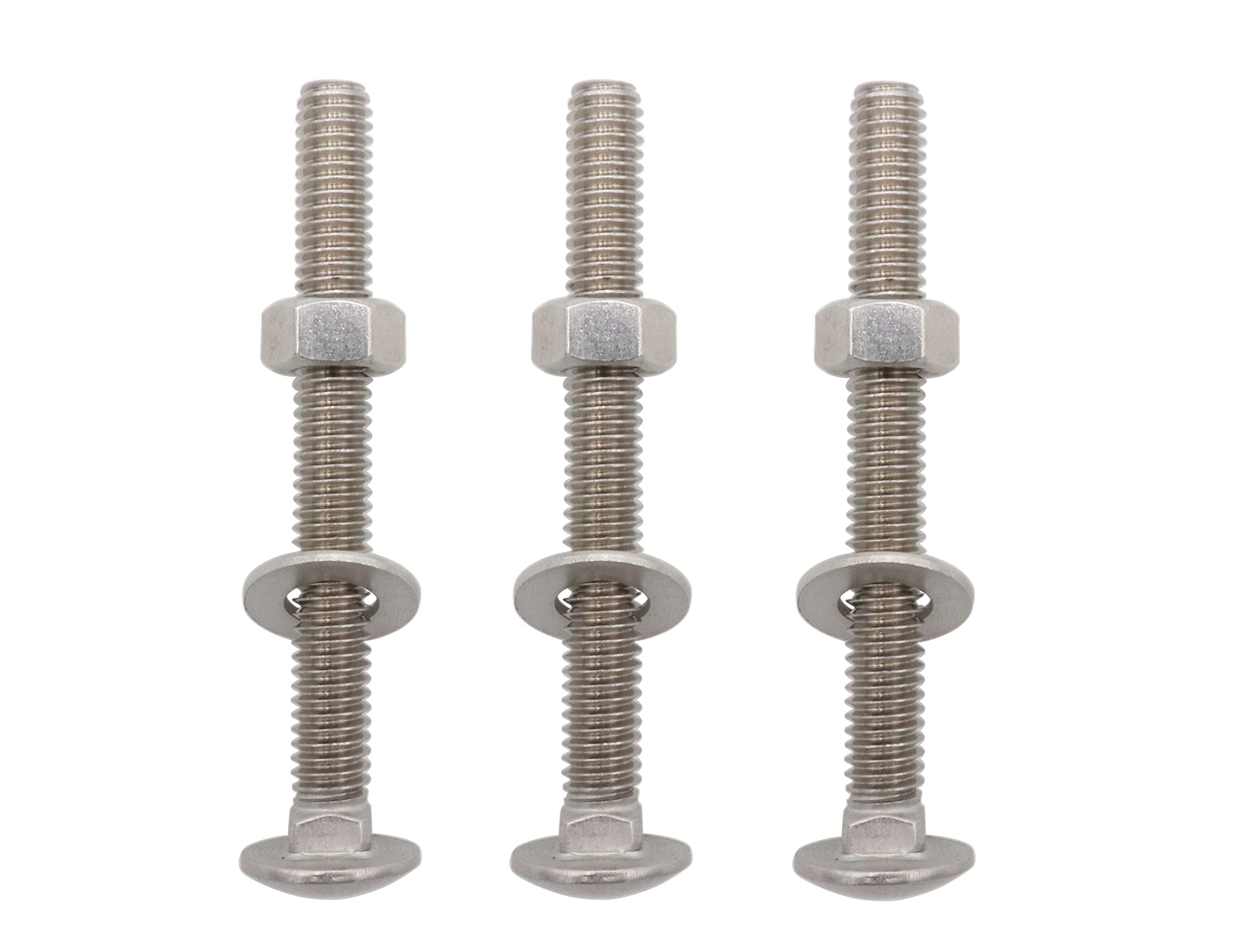 LBY 8 Sets 5/16-18 x 3'' Carriage Bolts with Hex Nuts & Flat Washers, 304 Stainless Steel Assortment Kit - Round Head Square Neck Bolts for Automotive, Furniture & DIY Projects