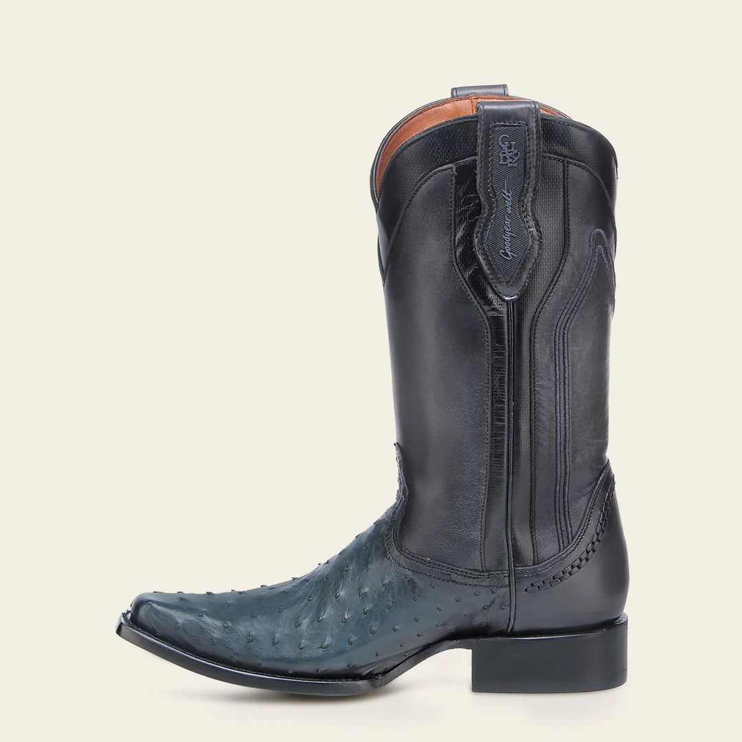 Premium Men's Cowboy Boots - Genuine Ostrich Leather in Cuadra Blue - Western Dress Boots for Rodeo, Country Dancing & Casual Wear