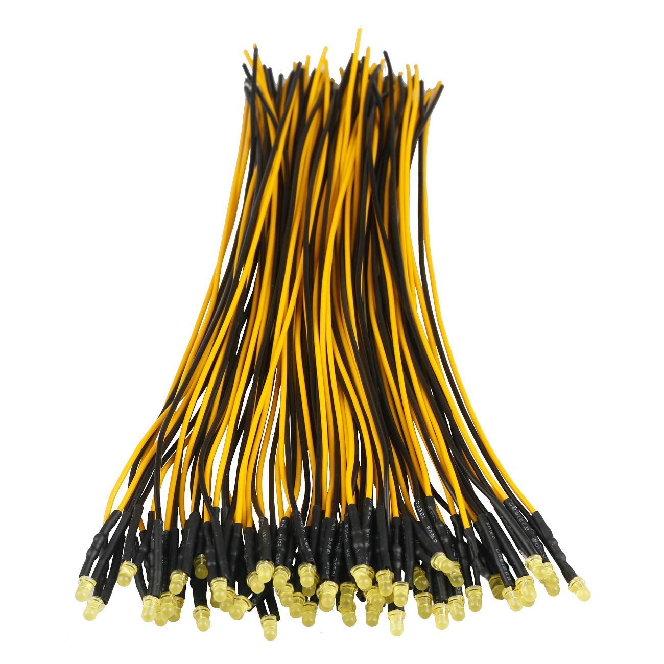 50pcs 12V 3mm Yellow LED Lights - Pre-Wired 7.9 Inch Diffused Lens DC 12v LED Diodes for DIY Electronics, Automotive Lighting, and Home Decor Projects