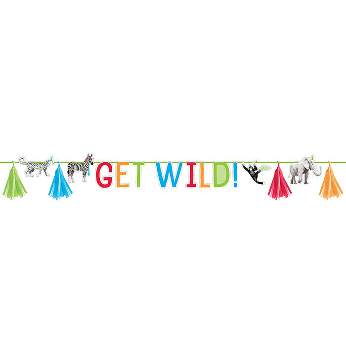 12-Piece Bulk Party Animals Get Wild Banner Set - Perfect for Birthday Parties, Baby Showers & Wild Animal Theme Decorations