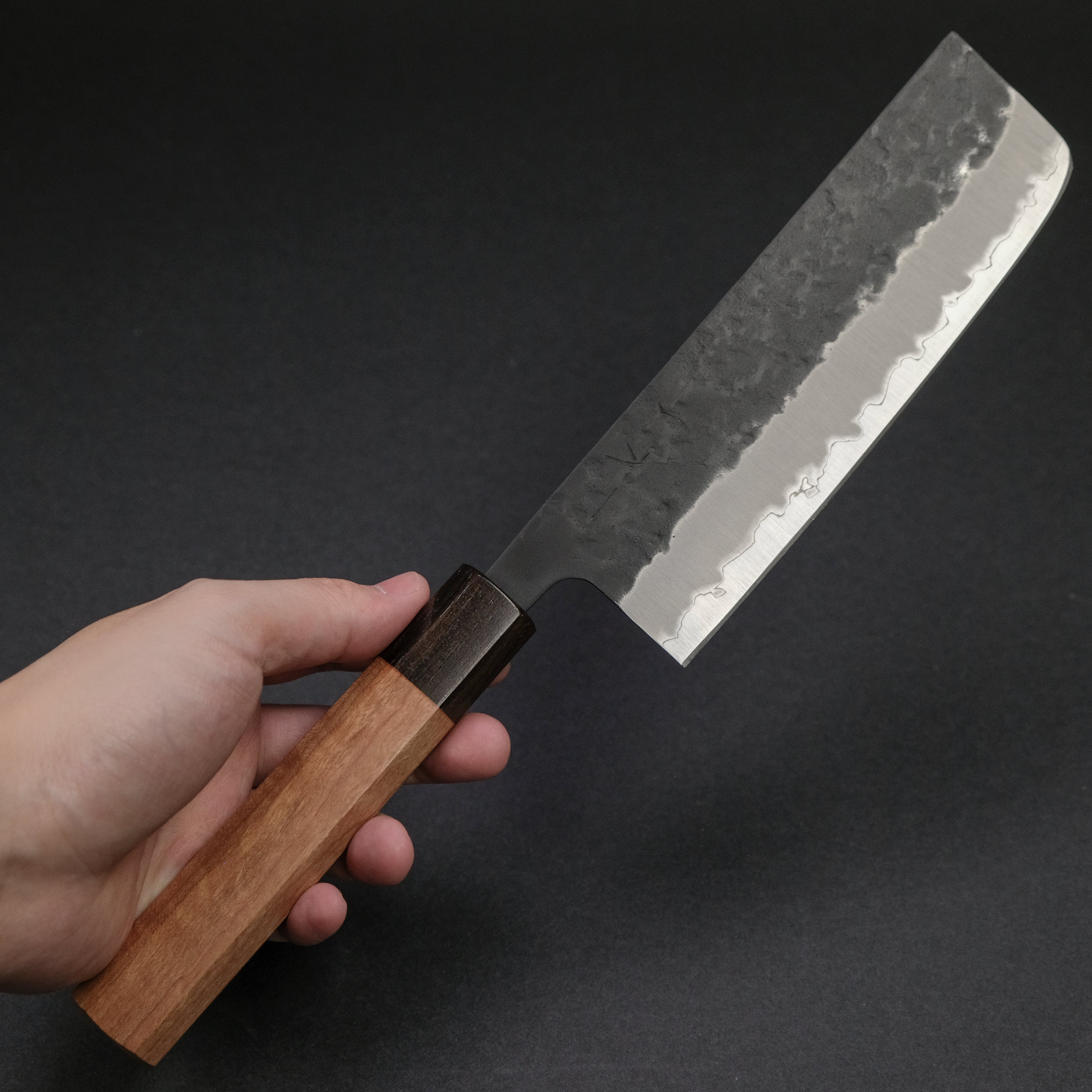 Hitohira Futana SB Kuro Nashiji Nakiri Knife 165mm - Japanese Chef Knife with Cherry Wood Handle - Perfect for Slicing Vegetables, Herbs & Precise Kitchen Tasks