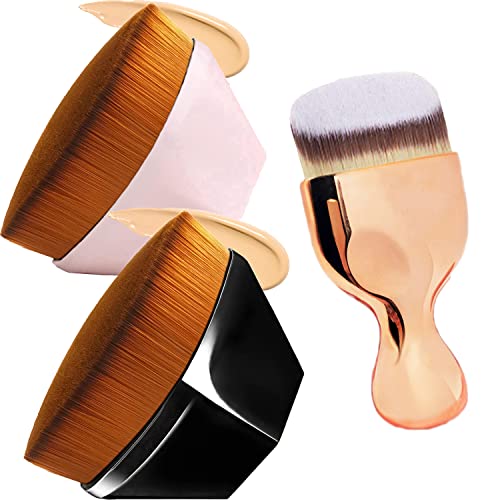 3-Piece Vegan Kabuki Makeup Brush Set - Blending & Buffing Foundation Brush for Liquid, Cream & Powder - Flawless Face & Body Makeup Application - Includes Travel Case (Perfect for On-the-Go Touchups & Professional Makeup Looks)