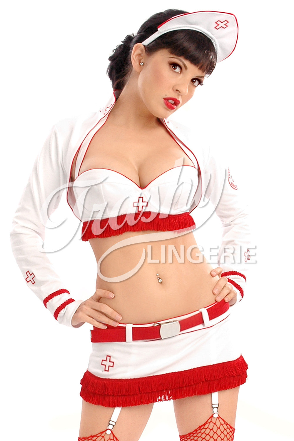 Sexy Burlesque Nurse Bra - Lace & Mesh Costume for Halloween, Cosplay & Boudoir Photography - Perfect for Role Play & Sensual Outfits