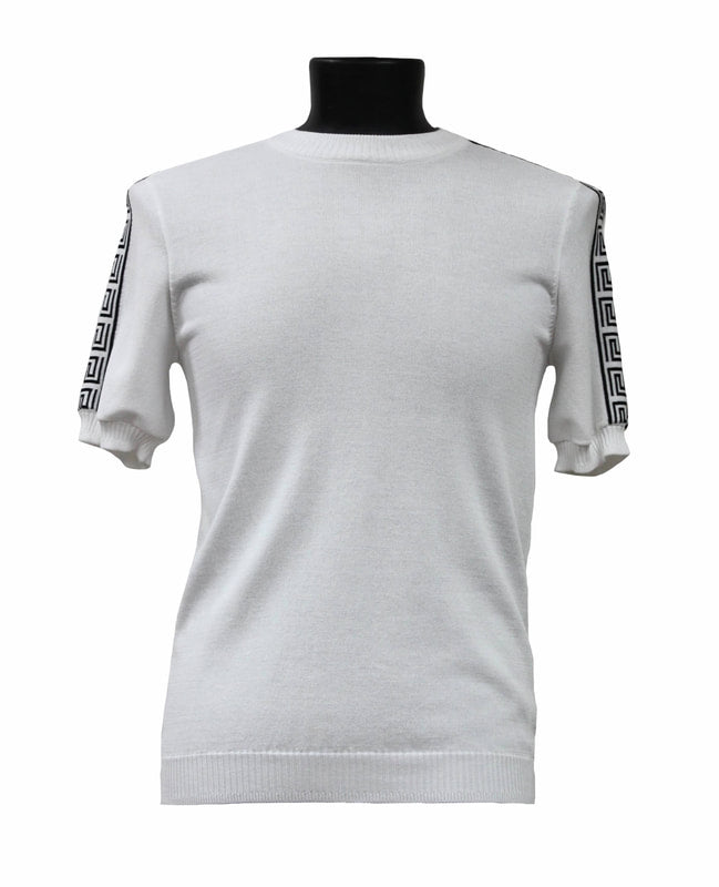 Bassiri White Short Sleeve Sweater Q132 - Women's Casual Knit Top for Spring & Summer | Perfect for Office, Dating & Vacation Outfits