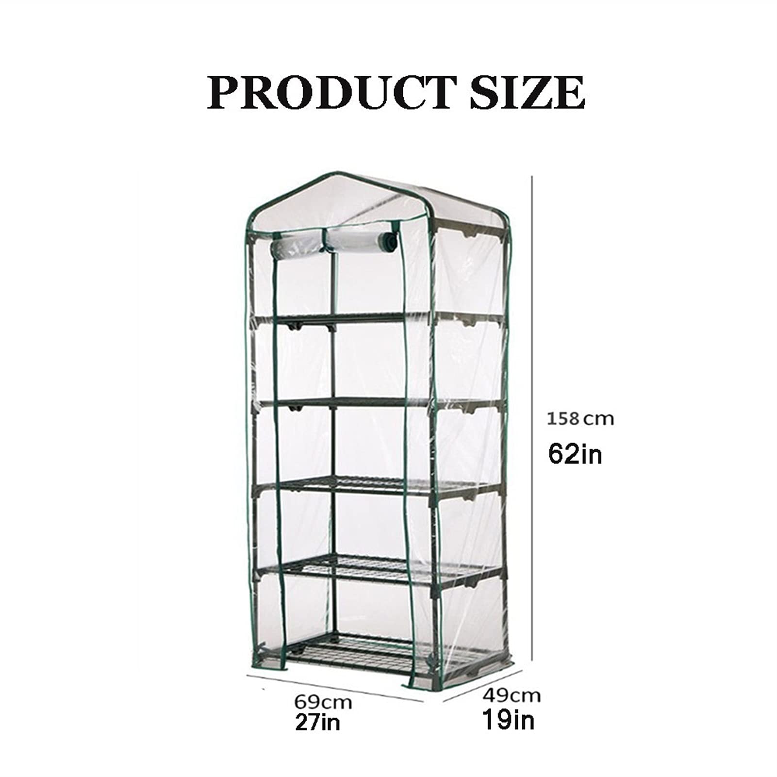 Portable Garden Greenhouse Cover - Waterproof Transparent PVC Plant Protection with 5-Tier Shelves, Sun & Rainproof for Flowers, Herbs & Seedlings | Includes Pulley System (69×49×158cm) - Perfect for Balcony Gardening, Indoor Plant Growth & Outdoor Weather Protection