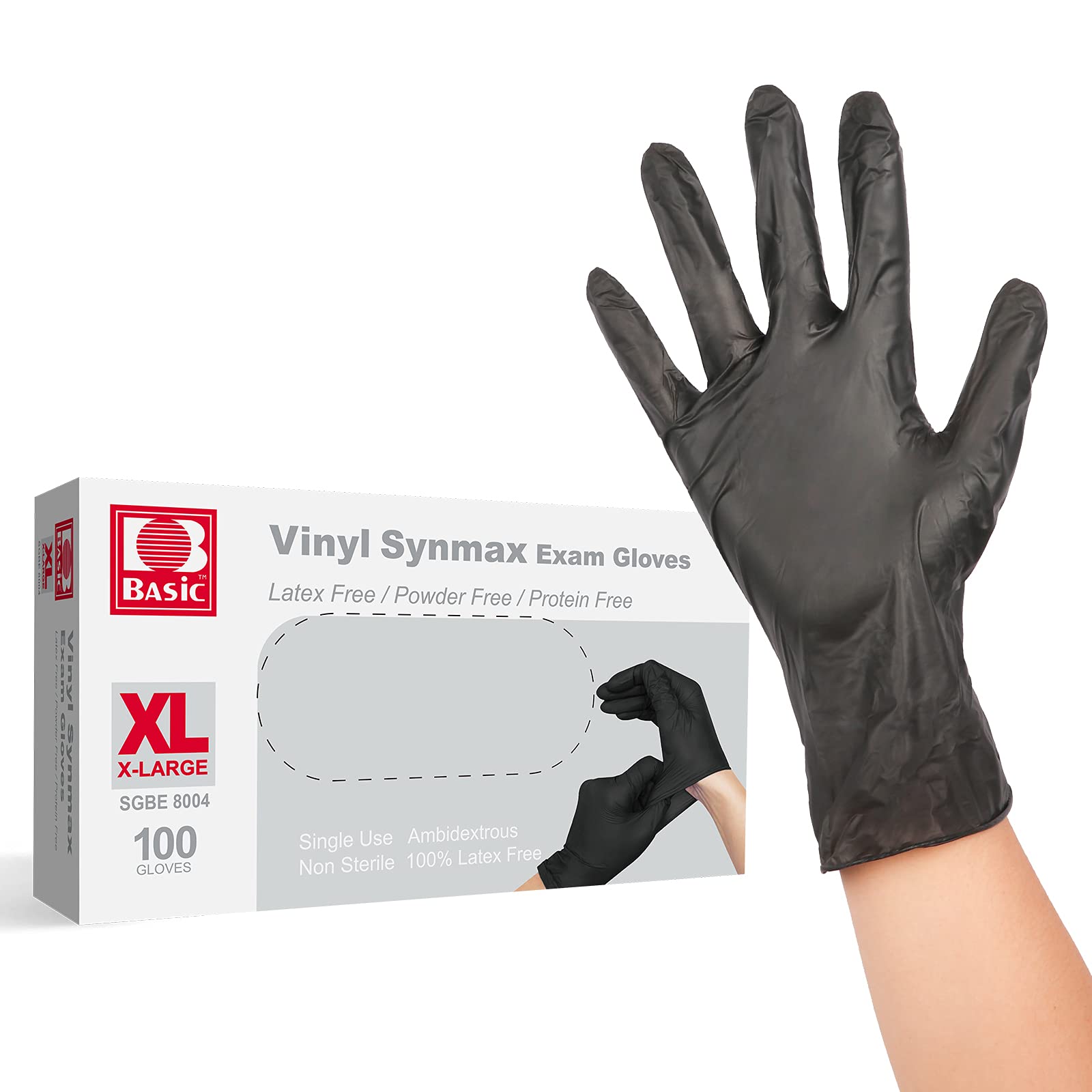 100Pcs Disposable Vinyl Gloves - Black, Latex-Free, Powder-Free, Non-Sterile for Food Handling, Cleaning & Medical Use