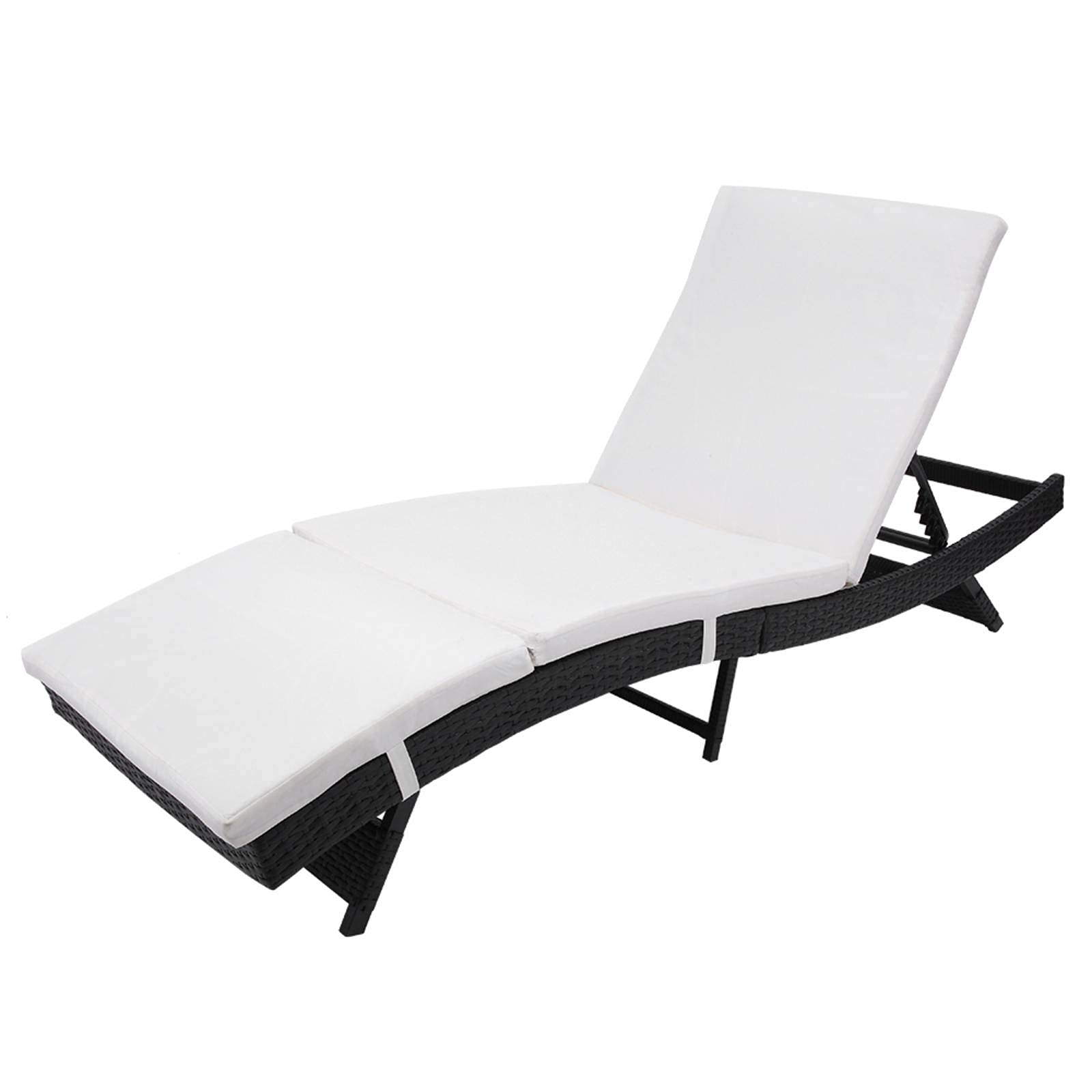 NC Style Patio Chaise Lounge Chair with Elegant Vines Embossing - Outdoor Reclining Sun Lounger in Black for Poolside, Garden, and Backyard Relaxation
