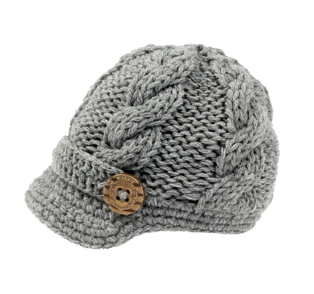 Baby Boys Crochet Knit Newsboy Cap with Brim & Buttons - Photoshoot, Party & Everyday Outfit Hat for Toddlers 1-3 Years