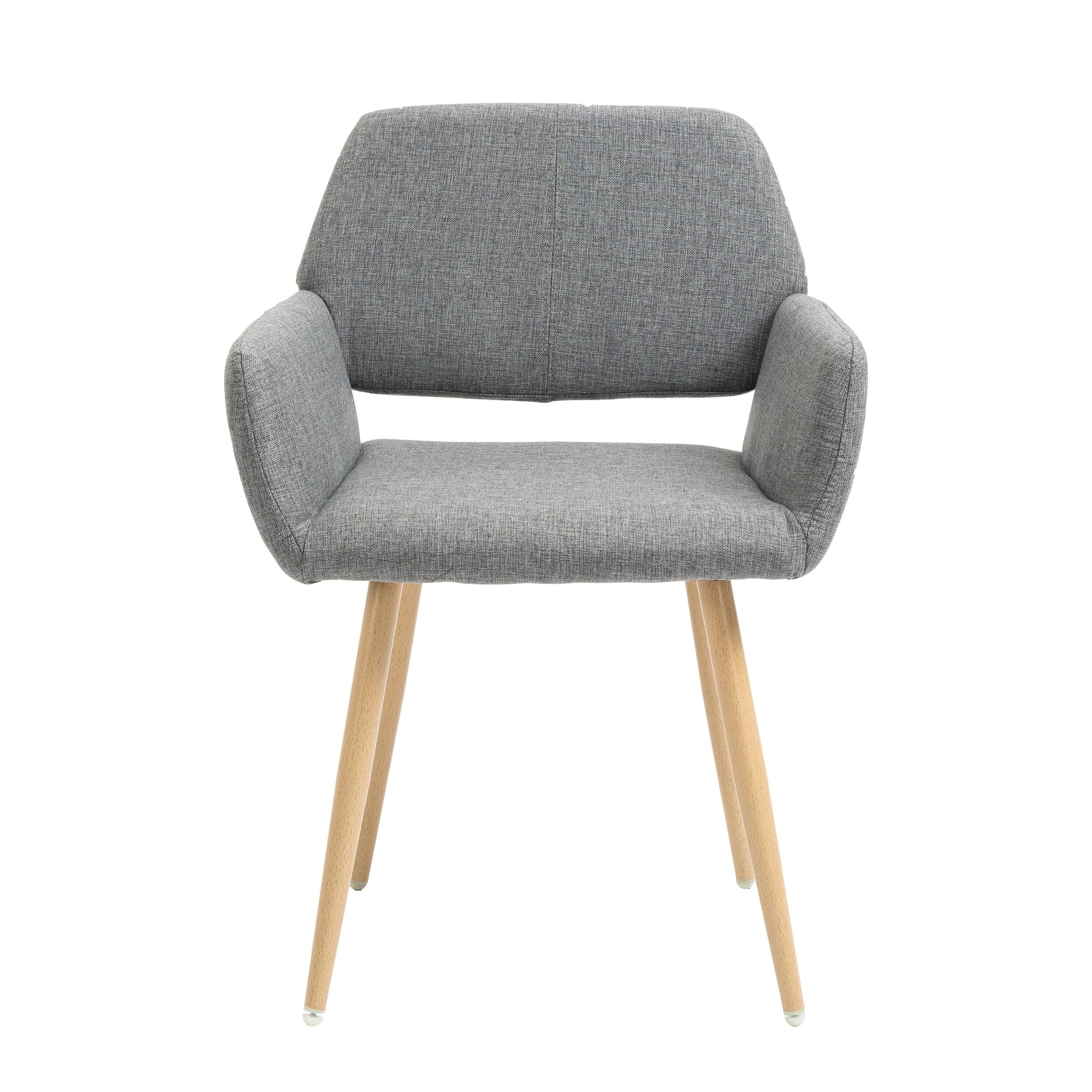 Modern Fabric Upholstered Side Dining Chair with Metal Legs - Gray Fabric & Beech Wood Finish - KD Backrest Solid Contemporary Design - Perfect for Kitchen, Dining Room, Office or Small Space Decor