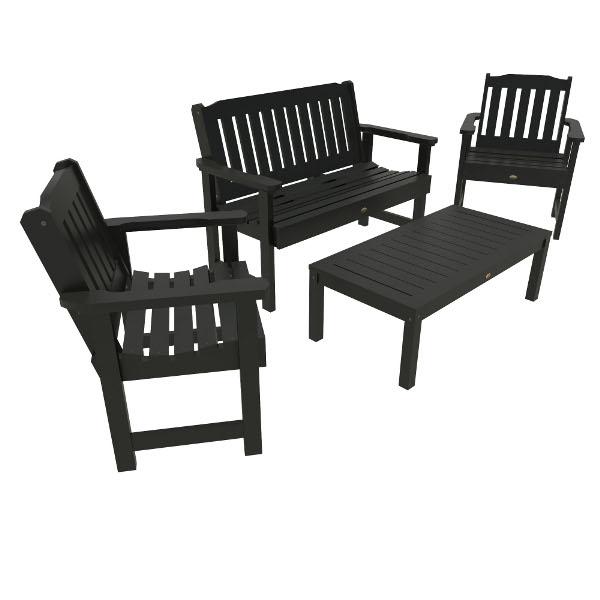 Lehigh 5-Piece Outdoor Garden Conversation Set - Patio Furniture with Cushions for Backyard, Deck, or Poolside Relaxation