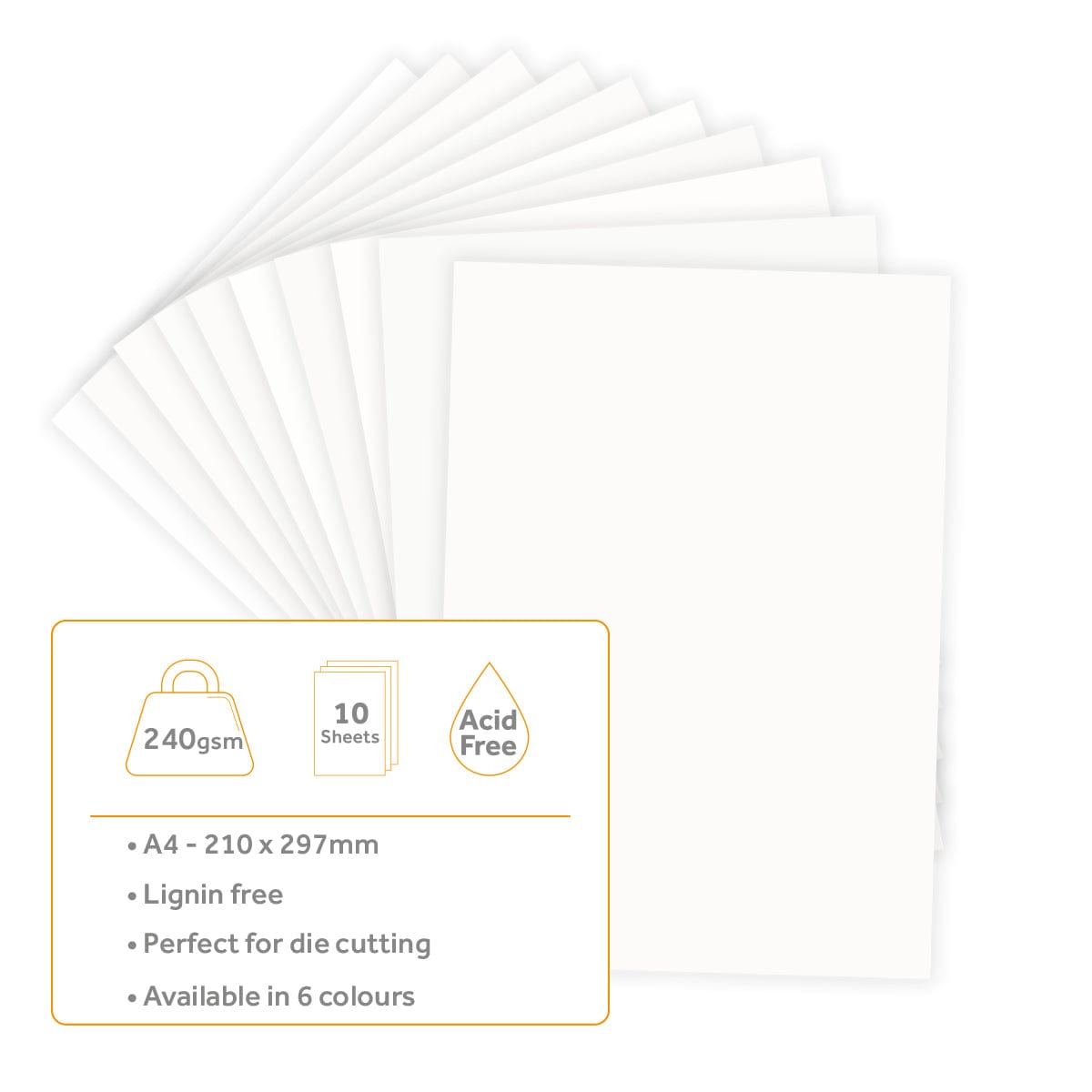 Premium Smooth Cardstock Paper - Bright White 240gsm A4 Size (10 Sheets/Pack) for Invitations, Greeting Cards & Scrapbooking