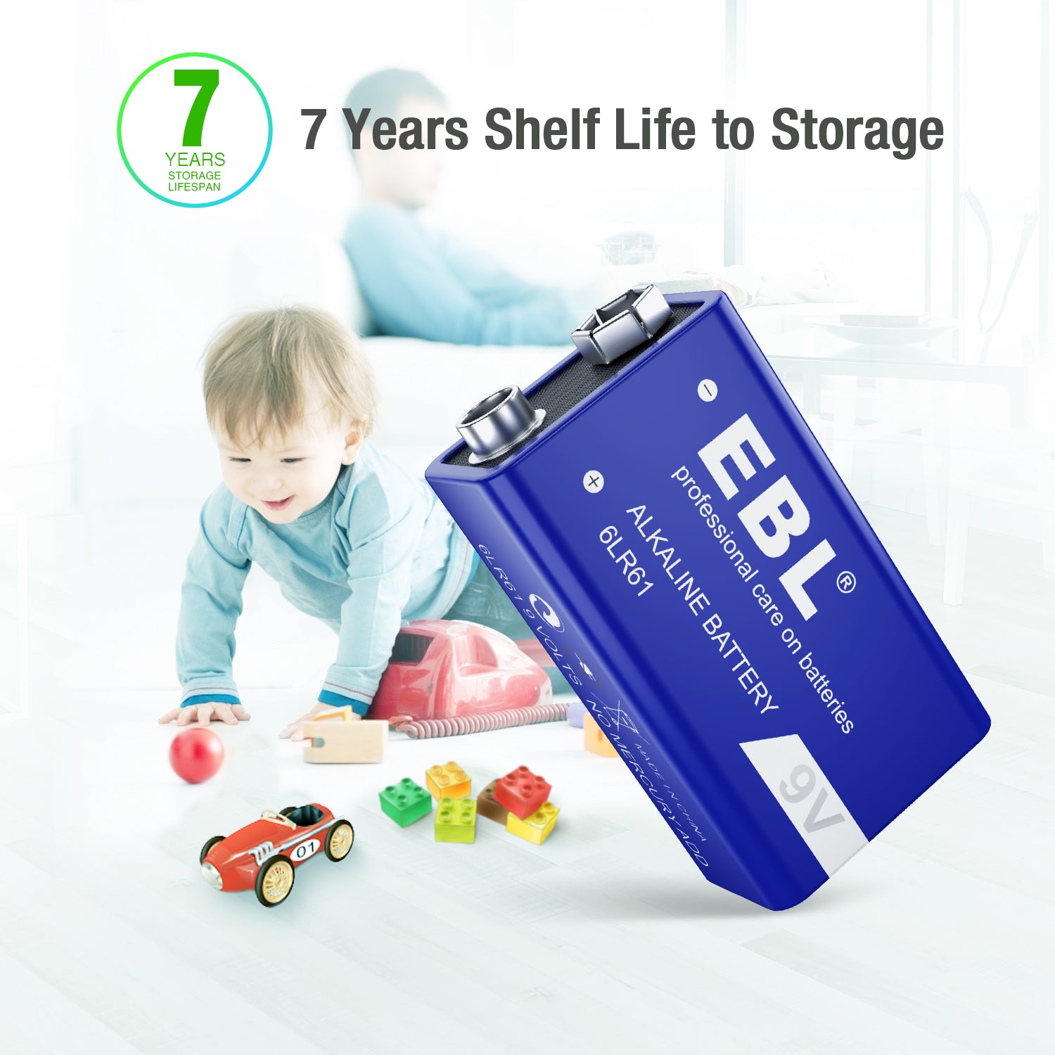 EBL 9V 6LR61 Alkaline Non-Rechargeable Battery 600mAh - Long-Lasting Power for Smoke Detectors, Toys, and Electronic Devices