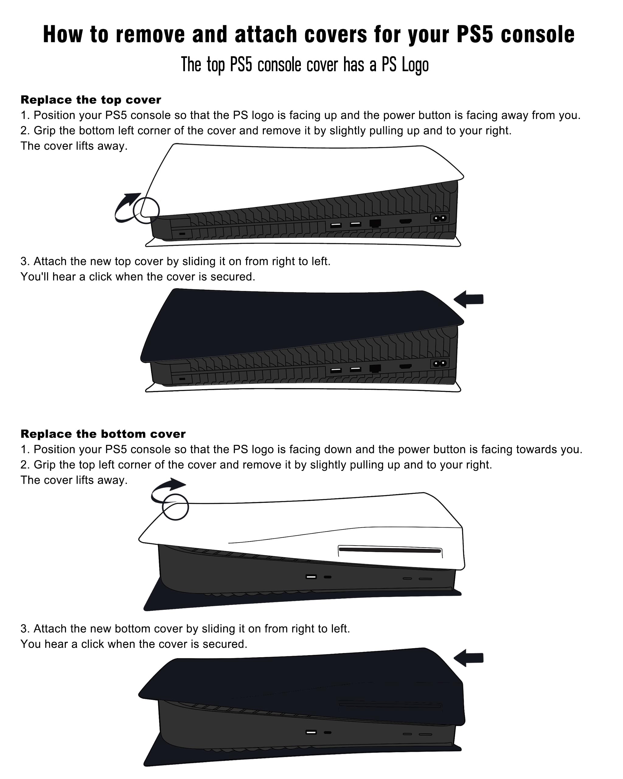 Joso PS5 Disc Edition Faceplate - Anti-Scratch & Dustproof Replacement Cover for PlayStation 5 Console (CD-ROM Version) | Easy Install Protective Skin | Perfect for Gaming Setups & Home Entertainment Systems - Black