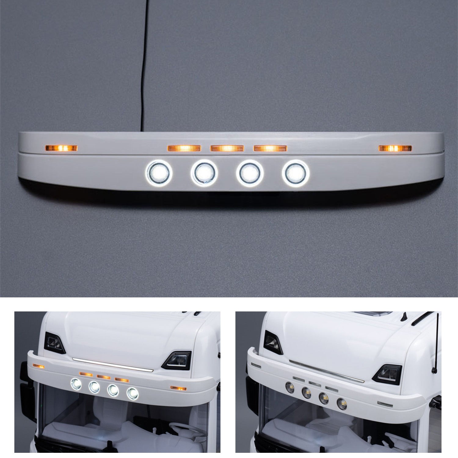 1/14 Scale Tamiya SC 770S 6X4 4X2 RC Truck Upgrade - 5x 9V LED Light Plastic Sun Visor for 56373 Model | Perfect for Night Driving & Realistic RC Tractor Truck Simulation