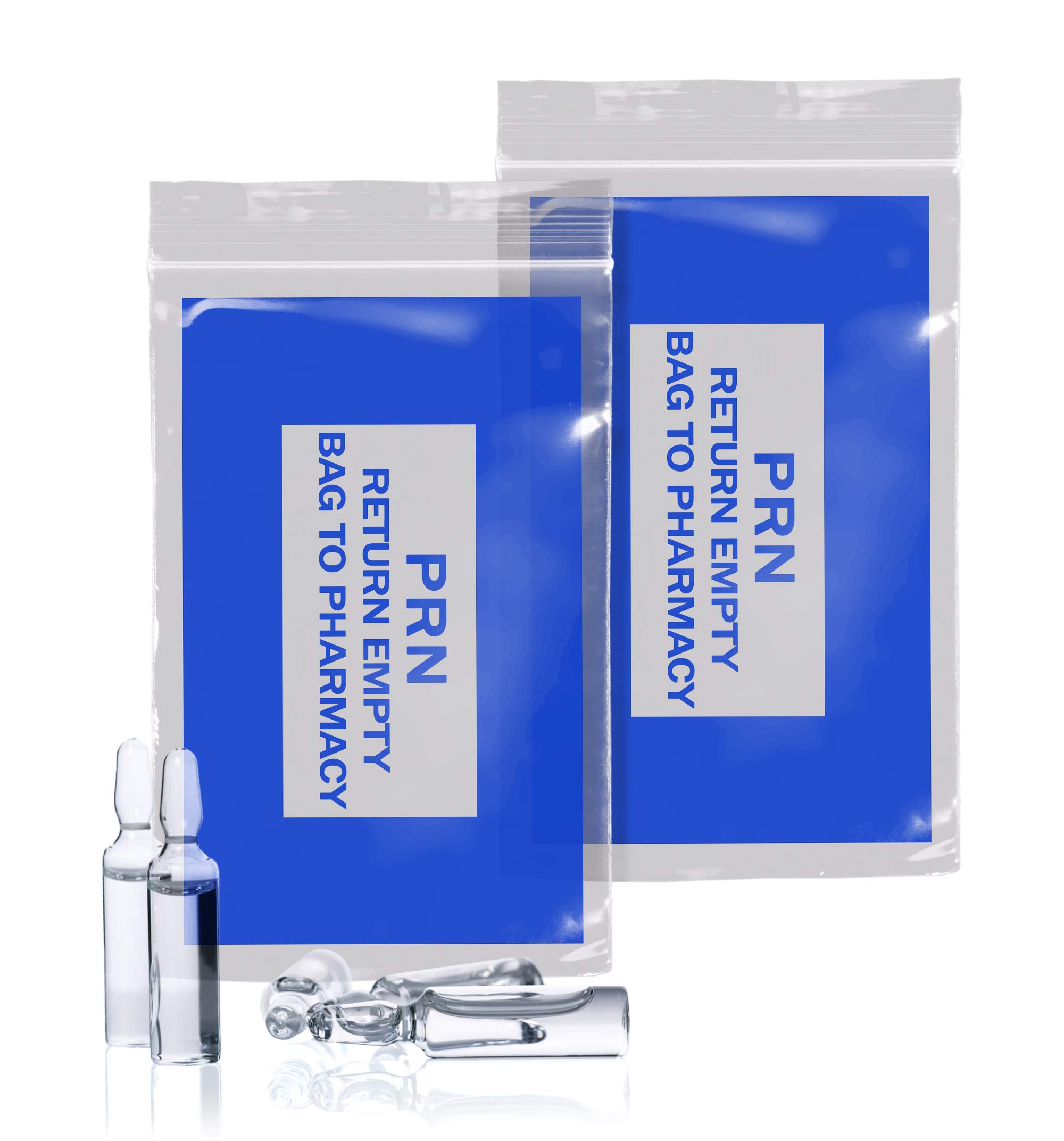 APQ 1000 Pack Blue PRN Bags 6x9 Inches - 2 Mil Thick Clear Zipper Printed Polyethylene Bags with Secure Seal Closure | Medical Supplies for Pharmacy, Infirmary & Healthcare Use | Ideal for Medication Storage & Hospital Organization