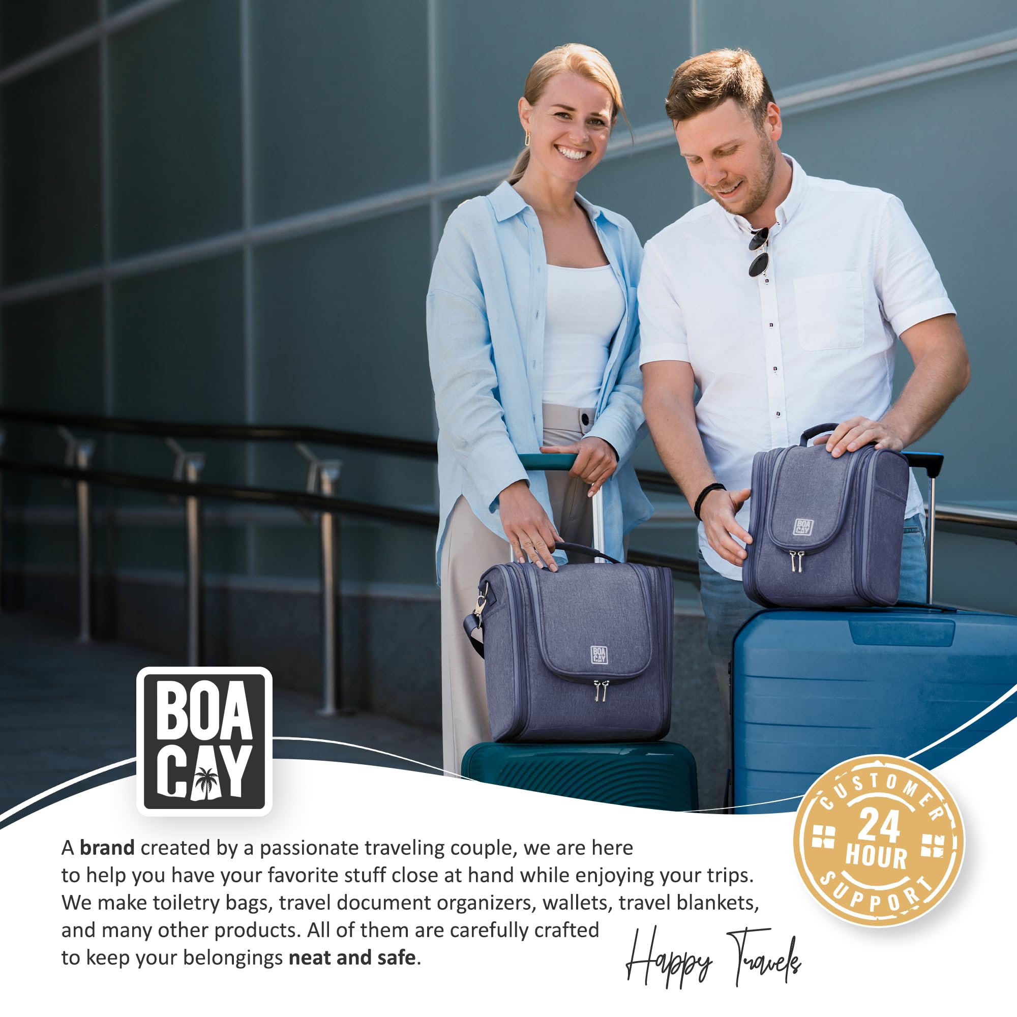 BOACAY Extra Large Hanging Travel Toiletry Bag for Women & Men - Waterproof Makeup Organizer, Cosmetic & Bathroom Essentials Bag - Perfect for Vacation, Camping & Gym Use