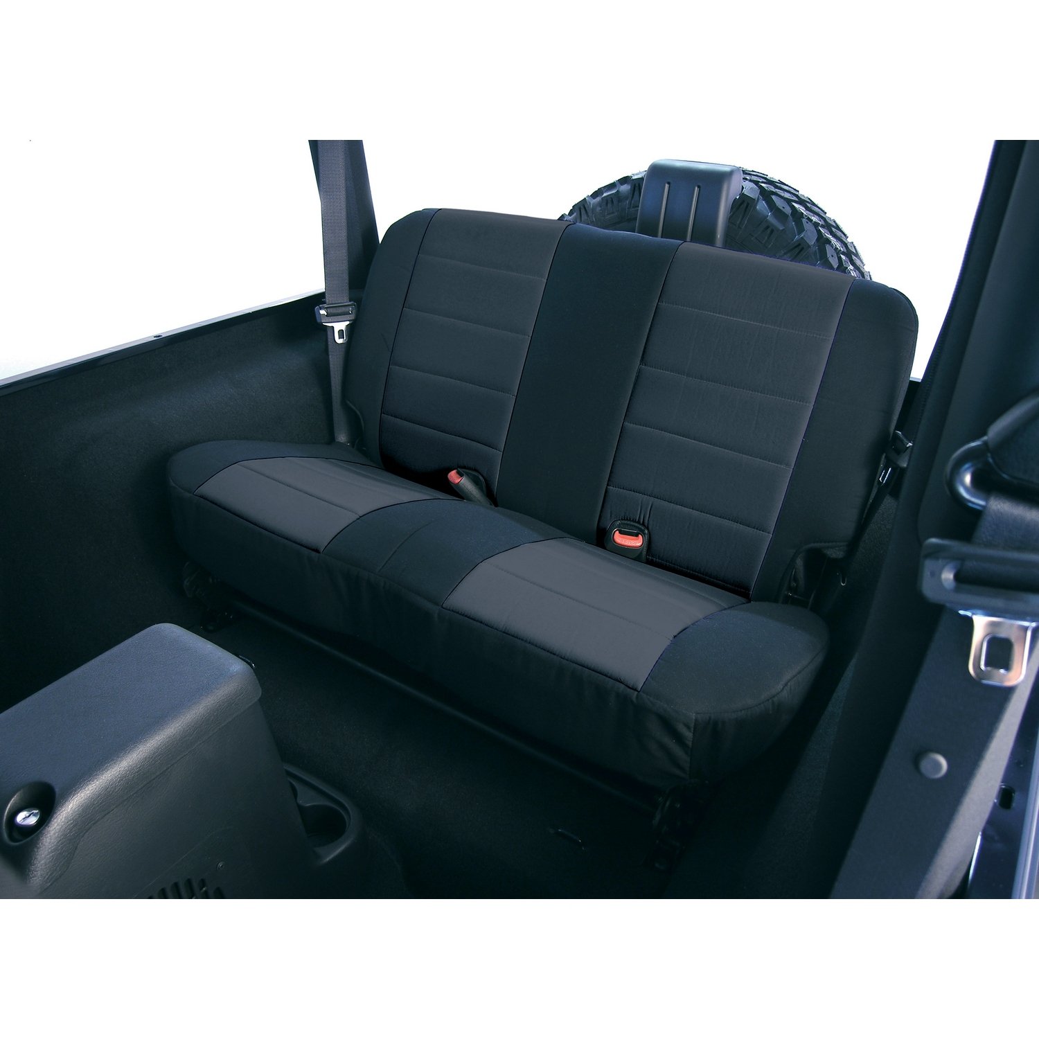 Rugged Ridge Rear Seat Cover Kit - Heavy Duty Fabric, Black (13280.01) | Compatible with 1980-1995 Jeep CJ & Wrangler YJ | Perfect for Off-Roading, Camping & Outdoor Adventures