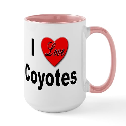 White/Pink Inside - I Love Coyotes Large Mug