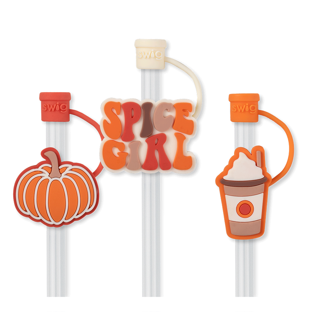 Pumpkin Spice Girl Straw Topper Set - Fun Halloween Drink Decorations for Pumpkin Spice Lattes, Cocktails & Fall Parties