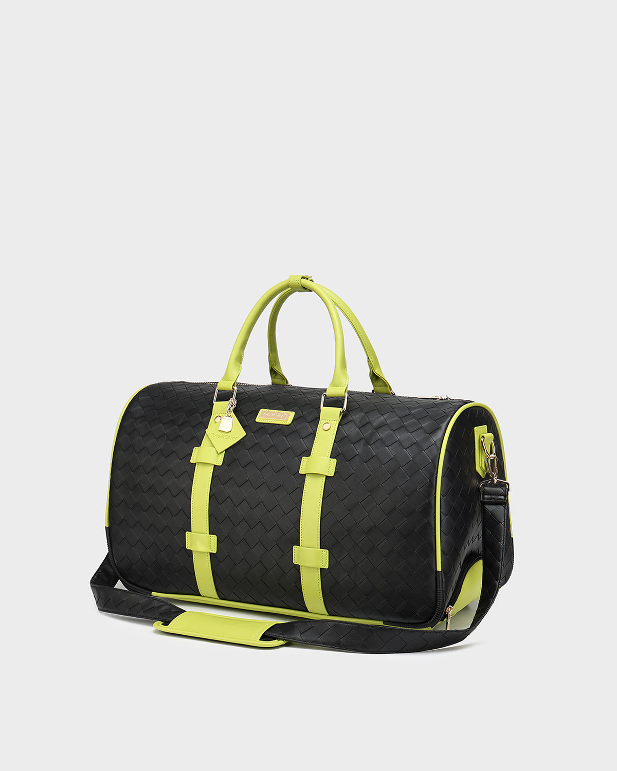 Bodega Rolling Duffle Bag - Black & Slyme Waterproof Travel Luggage for Gym, Sports, Weekend Getaways & Business Trips