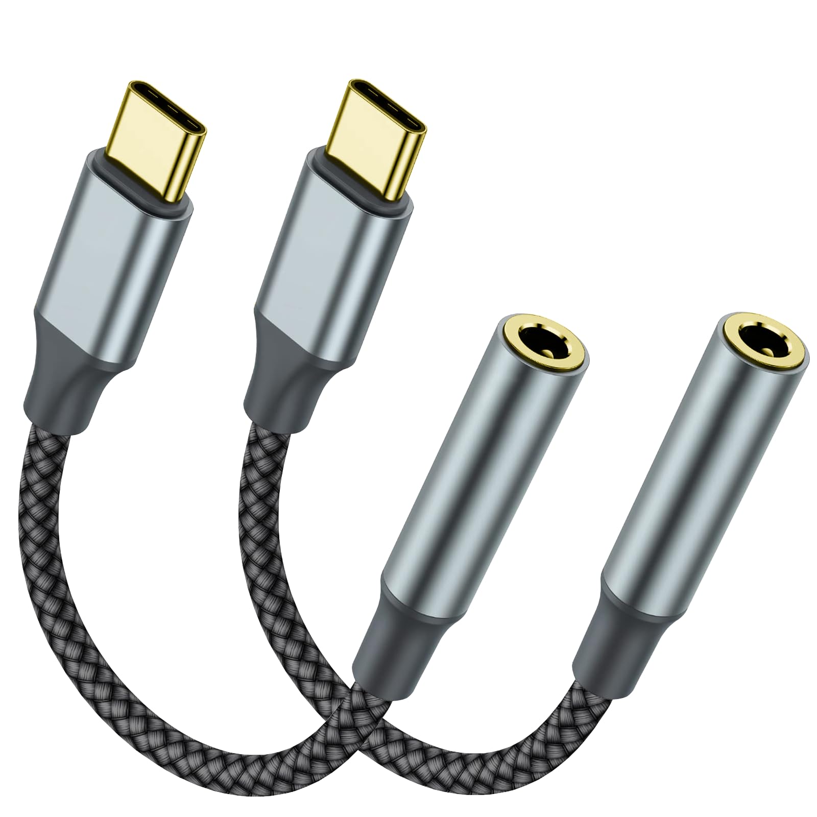 USB C to 3.5mm Headphone Jack Adapter (2 Pack) - Compatible with iPhone 16 Pro Max/16 Pro/15 Pro Max/15 Pro/15 Plus, Samsung Galaxy S23/S22/S21 Ultra, Google Pixel, iPad Pro & MacBook - High Quality Audio Dongle Cable for Music, Gaming & Calls (Black)