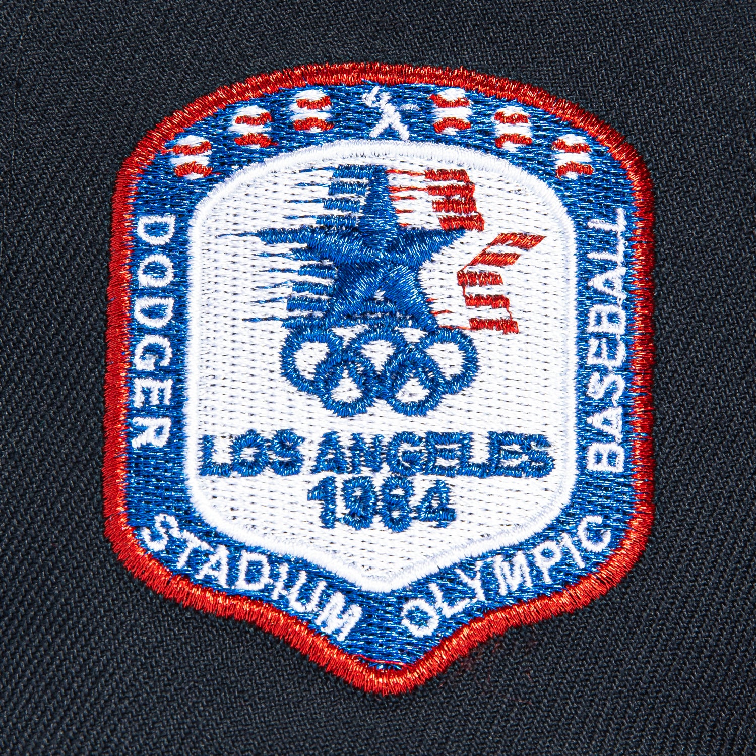 New Era 59Fifty Los Angeles Dodgers 1984 Olympic Patch Script Hat - Navy, Red & Gold Baseball Cap for Men - Perfect for Dodgers Games, Sports Events & Casual Wear